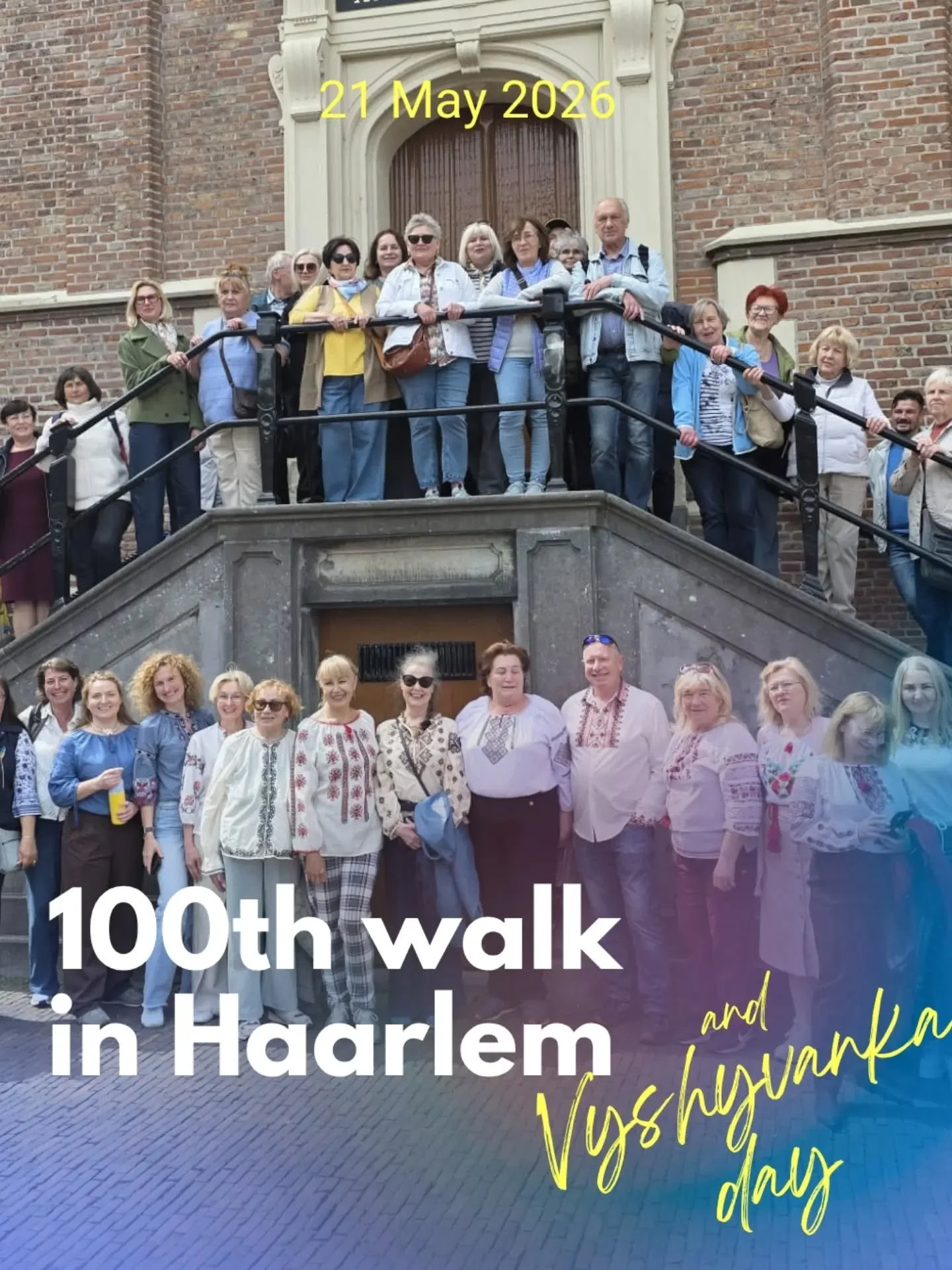 On May 21, the Walking group in Haarlem had its 100th walk ☀️ And it felt especially meaningful because the day also coincided with Vyshyvanka Day 🇺🇦

Ukrainians and Dutch locals gathered near Grote Markt to spend time together, walk around the cit