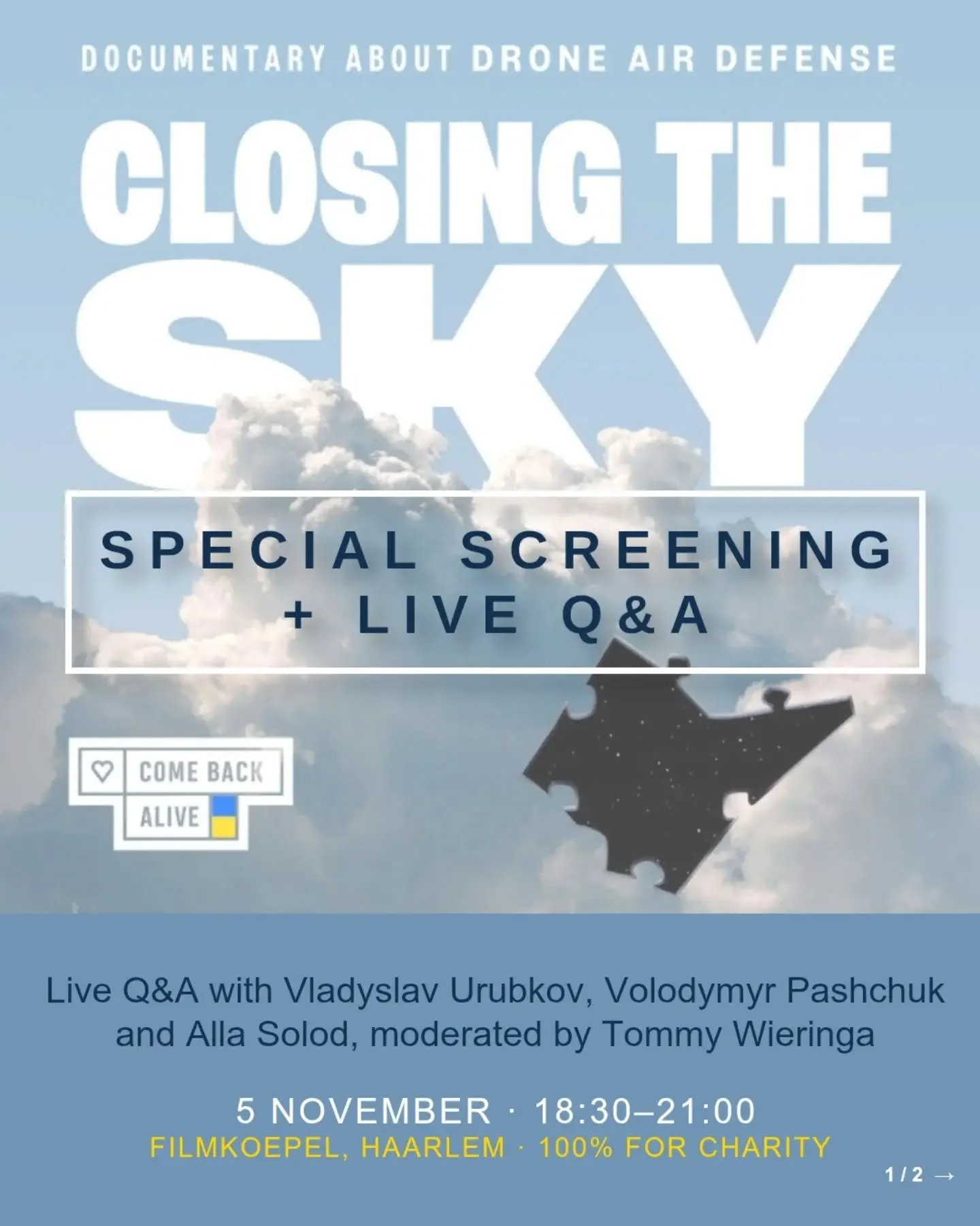 Join us for an open screening of Closing the Sky, a documentary by the Ukrainian foundation @savelife.in.ua .

The film tells the story of how Ukraine went from calling on the world to &ldquo;close the sky&rdquo; to developing a new approach to air d