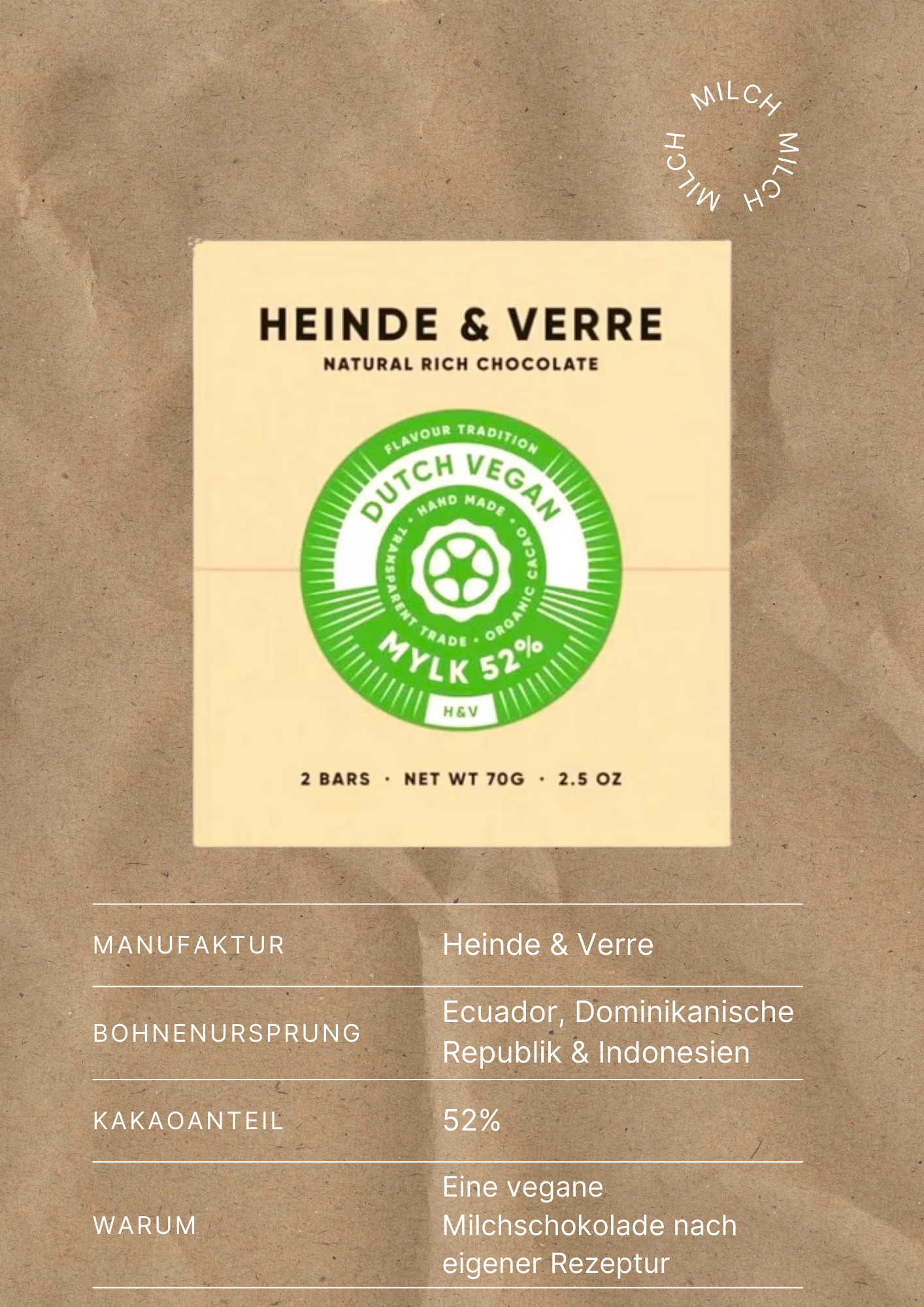 Heinde & Verre Dutch Vegan Mylk 52%