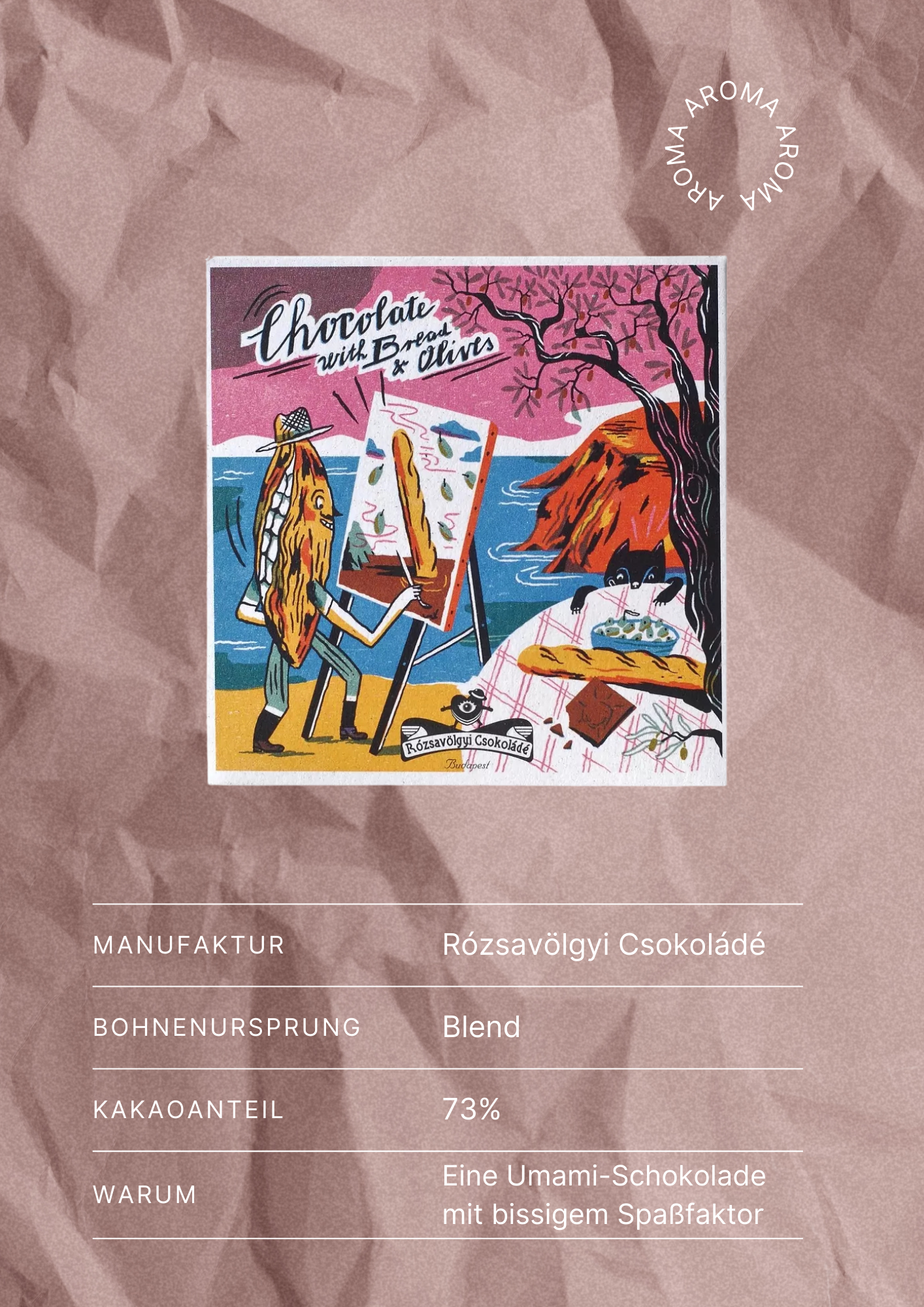 Rózsavölgyi Csokoládé Brot & Oliven 73%