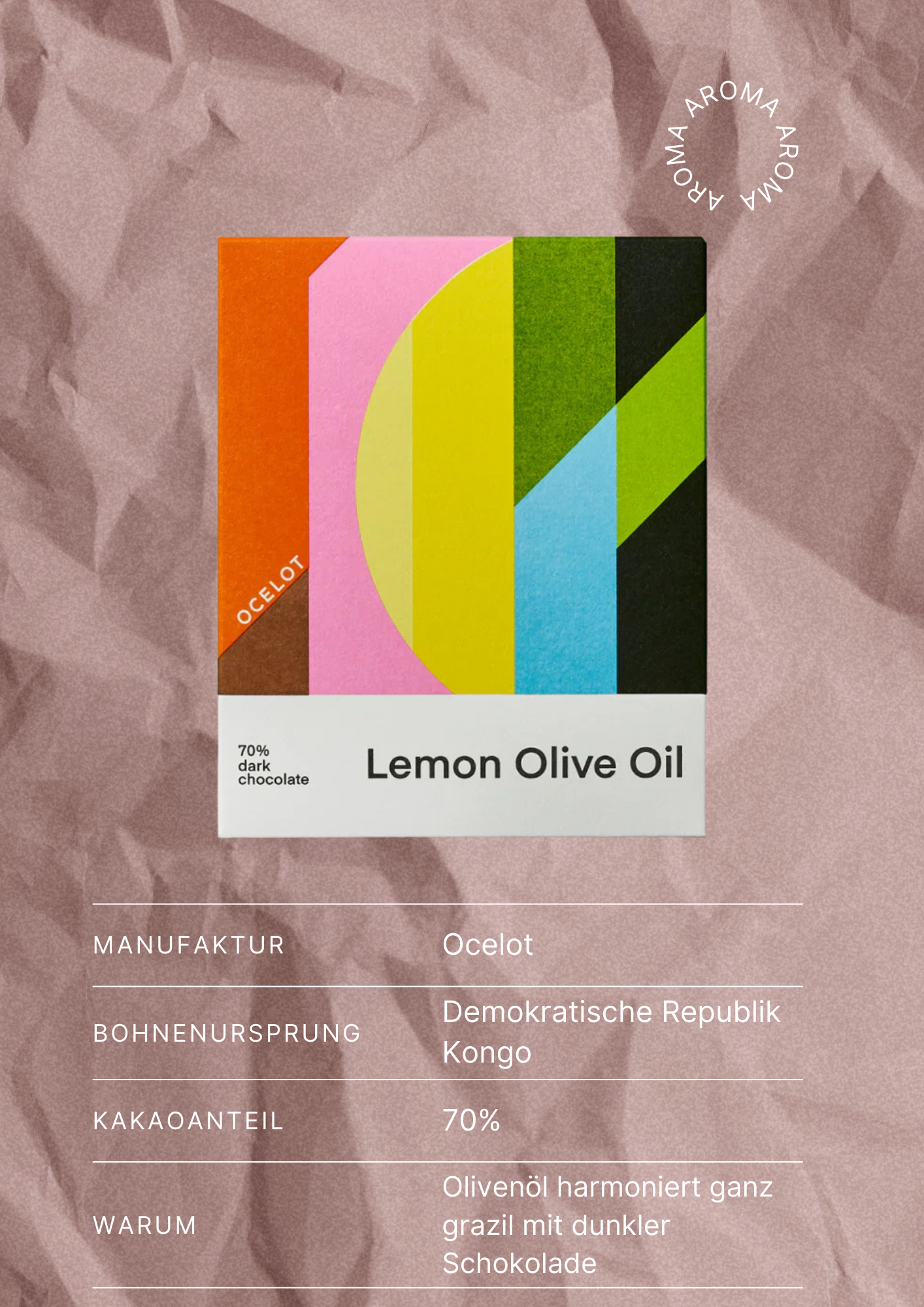 Ocelot Chocolate Lemon Olive Oil 70%