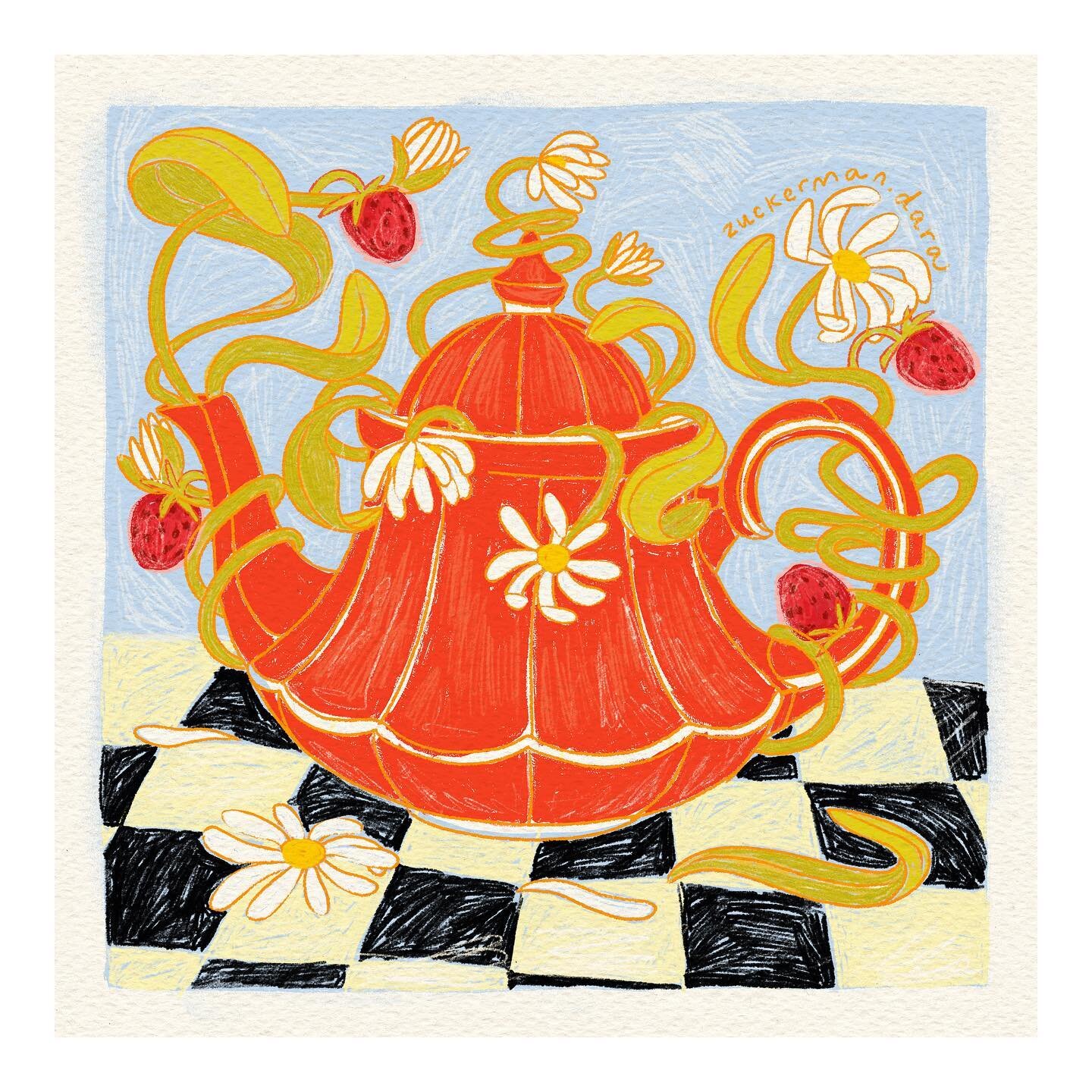 Sometimes tea is good for the soul ☕️🍓🌱
.
.
.
.
#teapot #teapottuesday #teaporn #teatime #teaparty #strawberries #planters #sketchbook #mixedmedia #surrealism  #acrylicpaint #smallbusiness  #coloredpencil #illustrator #drawing #adobefresco #womenof