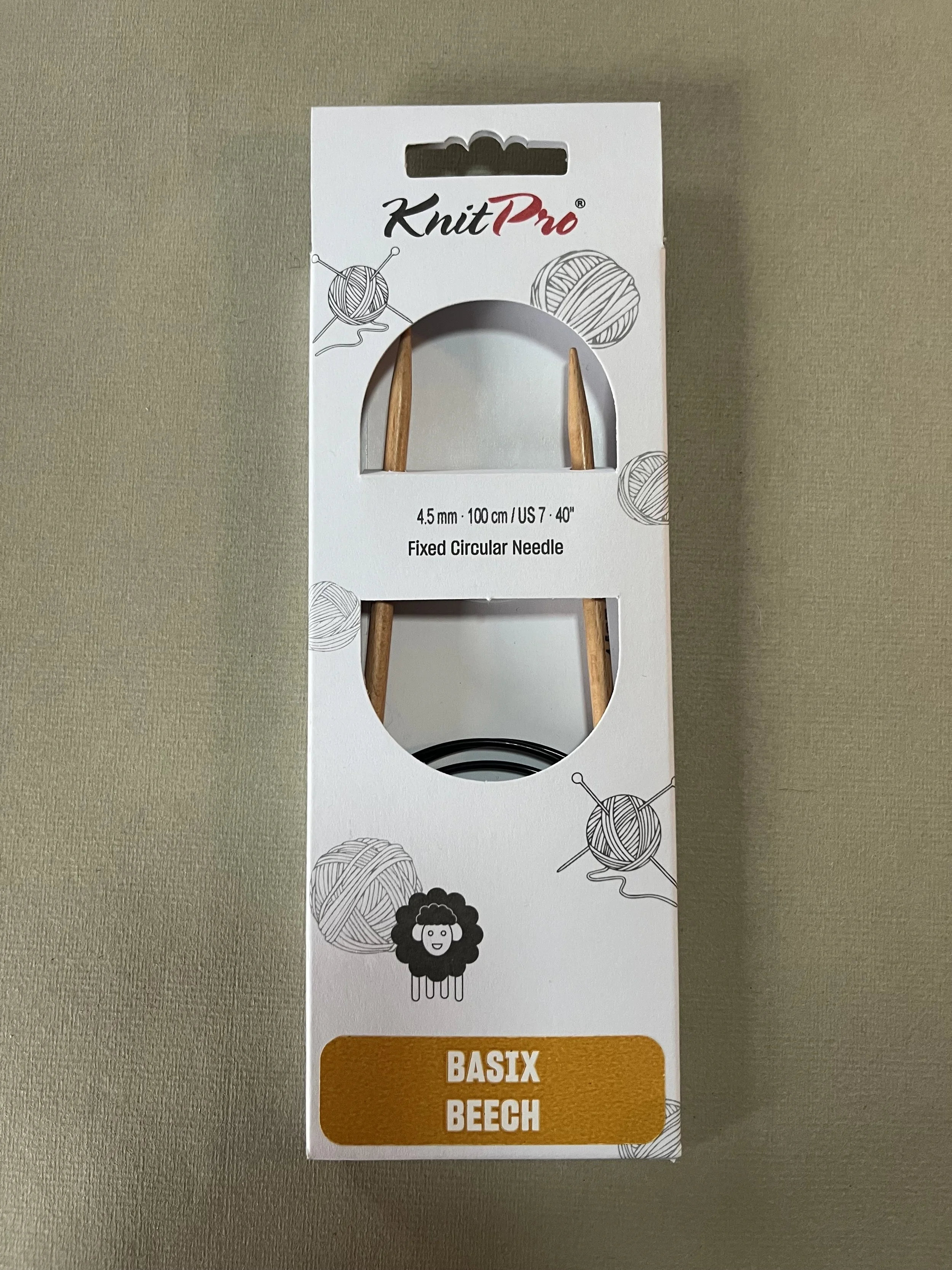 NOUVEAU Knitpro Basix Beech/ aiguilles à tricoter circulaires 100cm/ 4,5 mm