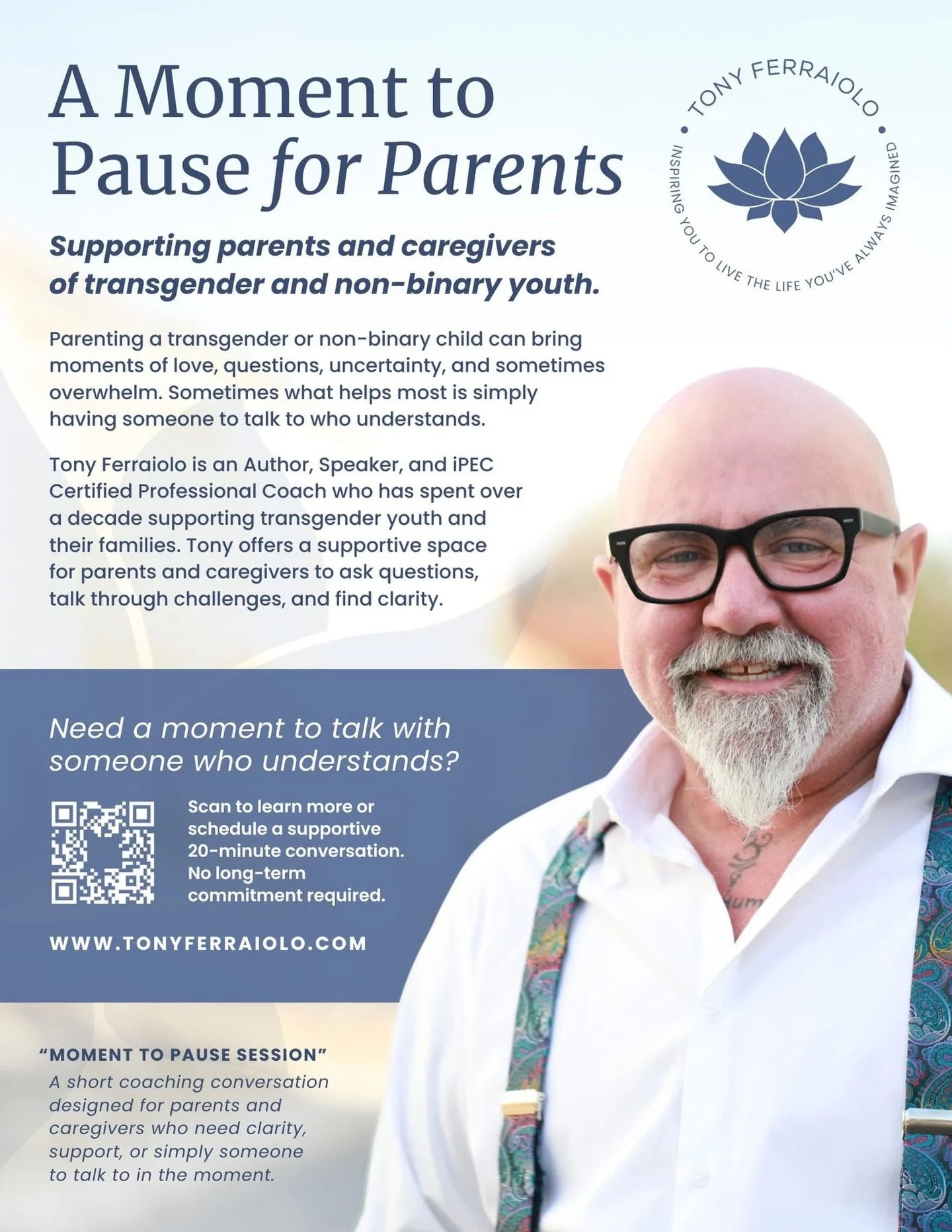 You don&rsquo;t have to do this alone. @tony.ferraiolo has sat with parents in tears and with those carrying so much&mdash;quietly, bravely, and often without anyone to talk to.