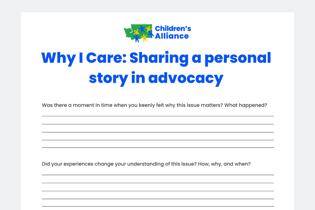A preview image of the resource document on sharing your personal story