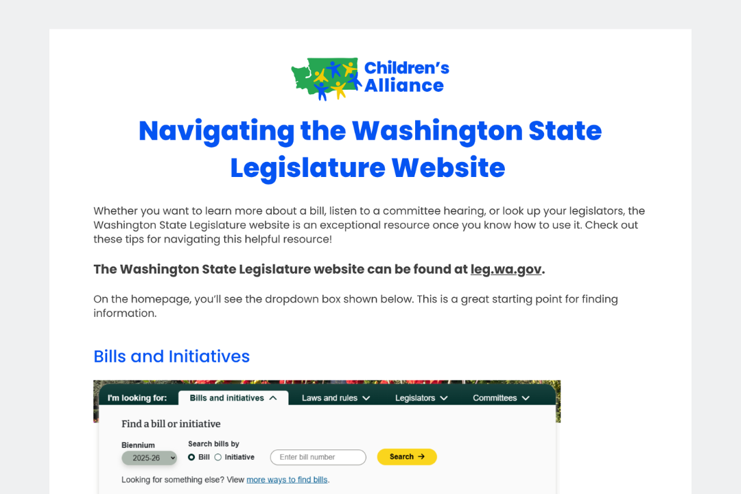 A preview image of the resource document on how to navigate the legislative website
