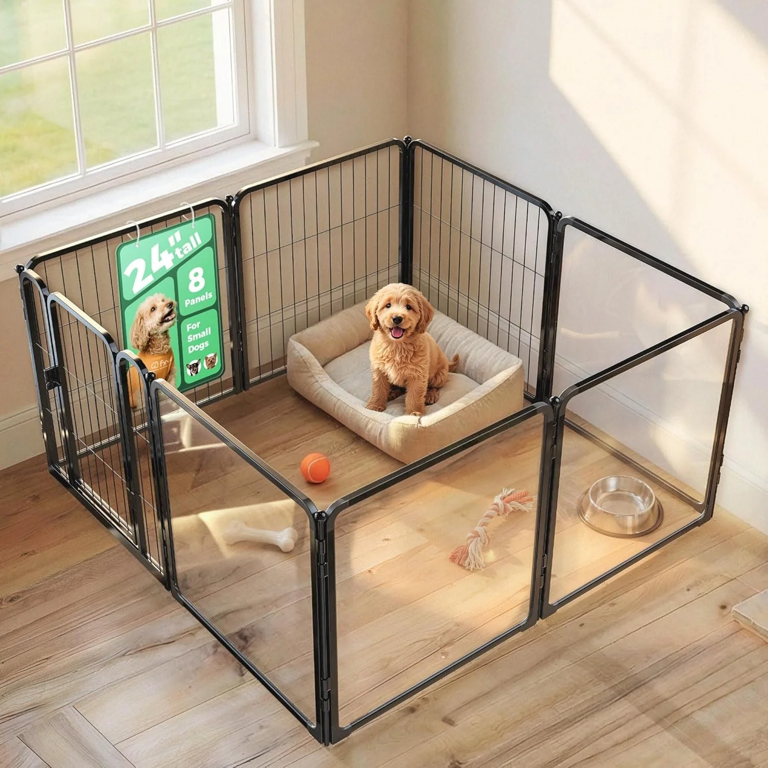 Acrylic & Wire Mesh Puppy Playpen