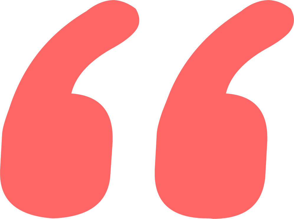 Close-up of large pink quotation marks on a black background.