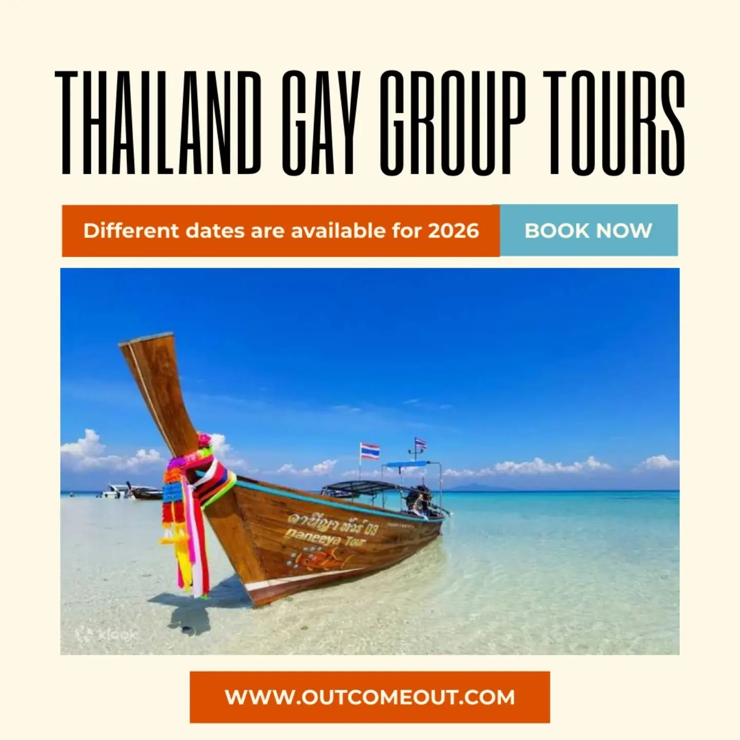 🏳️&zwj;🌈 Join us in Thailand in 2026! 😎 

✈️ Start planning next year&rsquo;s vacation now &mdash; and why not choose Thailand?
It&rsquo;s an unforgettable destination filled with incredible food, breathtaking beaches, vibrant cities, and culture 