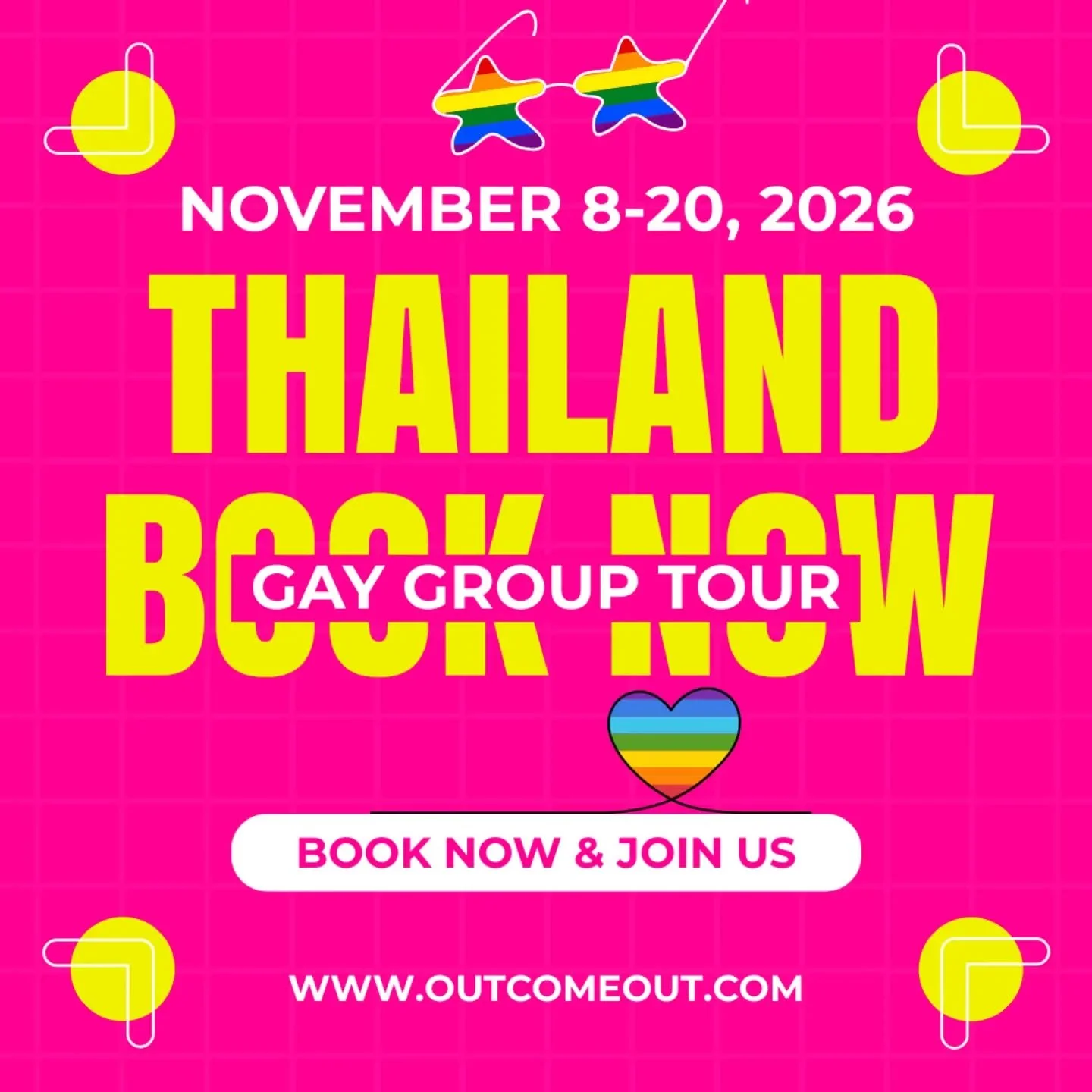 🏳️&zwj;🌈&nbsp; Dreaming of Thailand? 🌴 

Imagine exploring the vibrant streets of Bangkok, tasting street food that explodes with flavor, and discovering hidden temples bursting with history. 

Then escape to the peaceful mountains of Chiang Mai, 