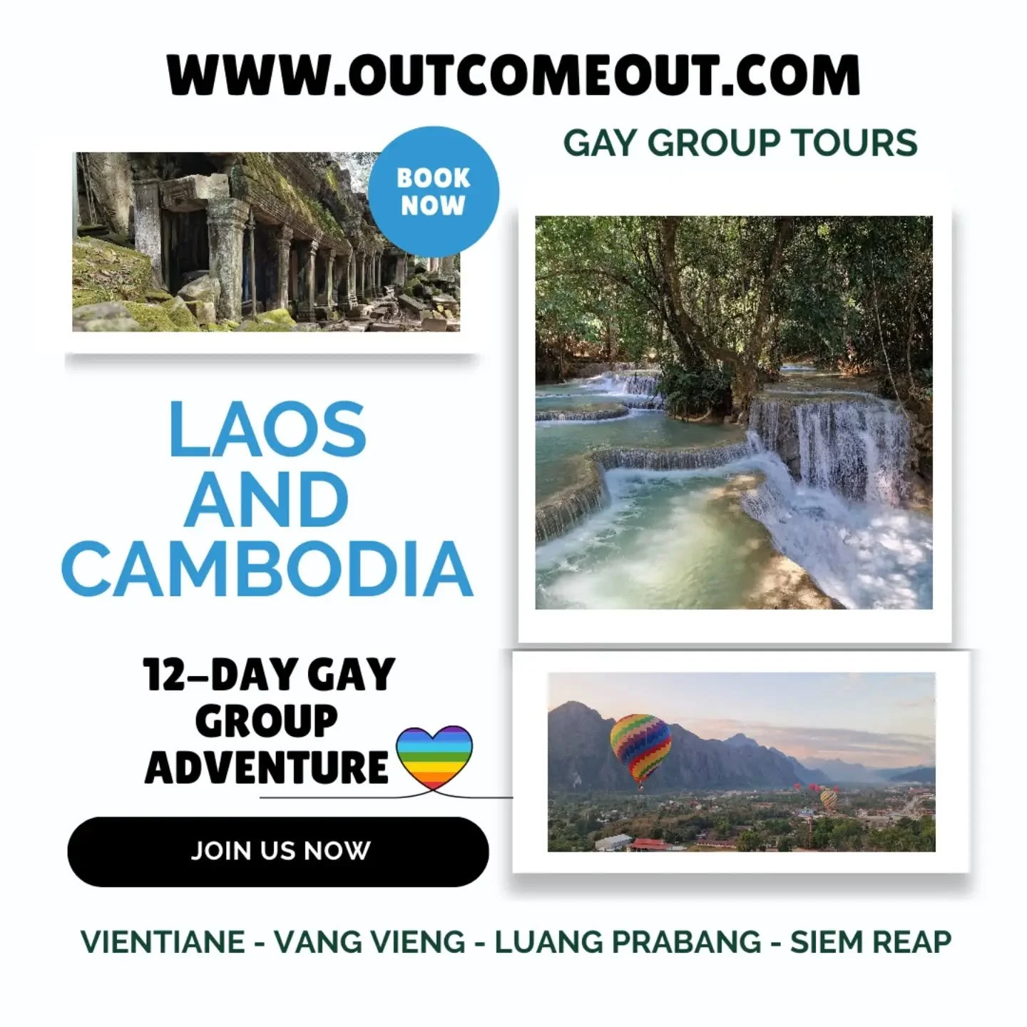 🏳️&zwj;🌈 Explore Laos &amp; Cambodia &ndash; Culture, Nature &amp; Iconic Wonders 🏳️&zwj;🌈 

Discover two of Southeast Asia&rsquo;s most fascinating destinations on an unforgettable journey through Laos and Cambodia. From peaceful riverside citie