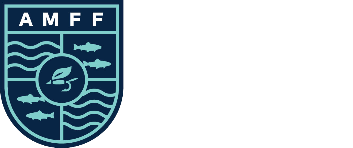 Logo of American Muzzleloading Rifle and Pistol Association with a shield design containing fish, water waves, and a leaf symbol.