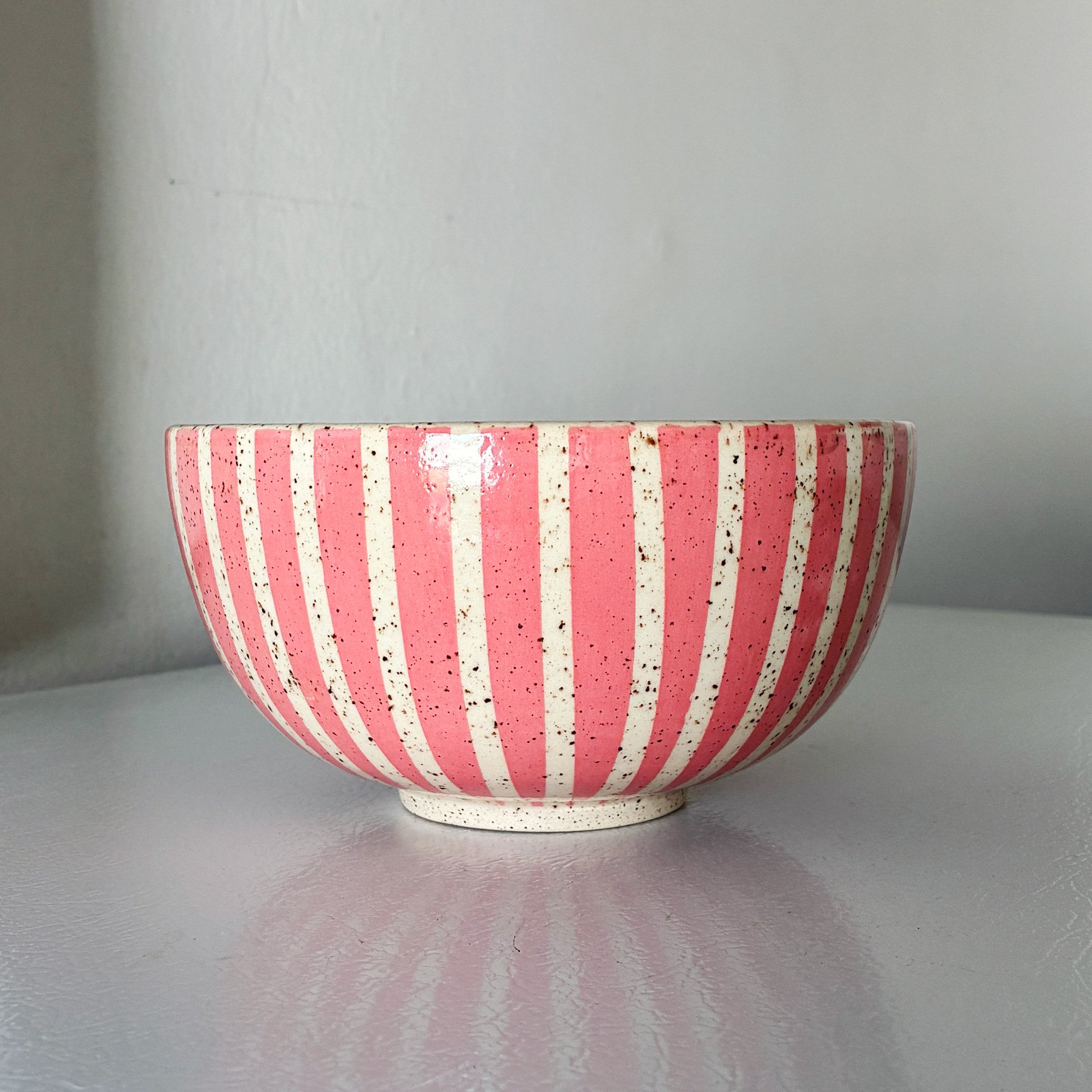 Striped Pink Speckled Bowl