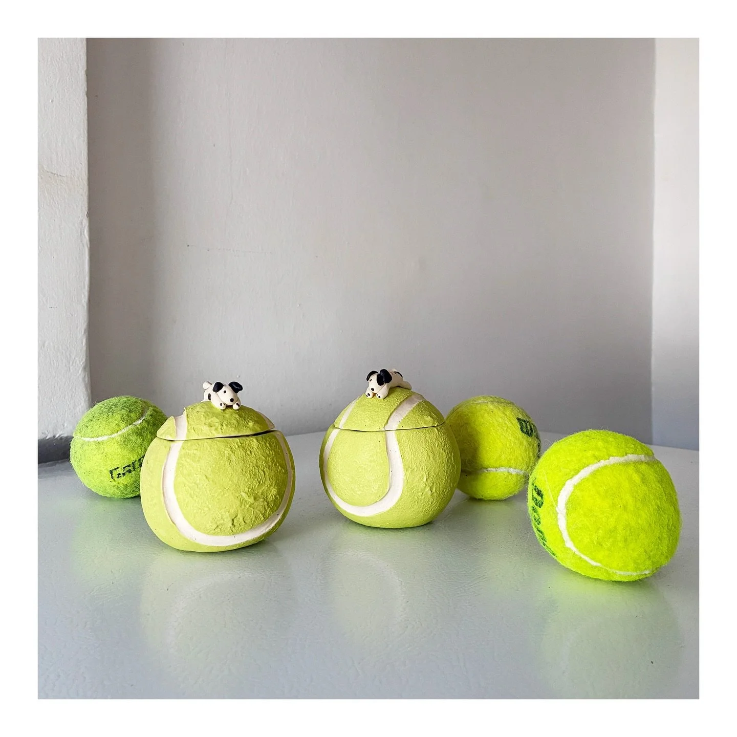 Do you have a dog that&rsquo;s obsessed with balls? These Tennis Ball Jars are now available on my site, perfect for any pet owner who can relate. The best part is that your dog can&rsquo;t chew and destroy these (hopefully). 

Charlie has scavenged 