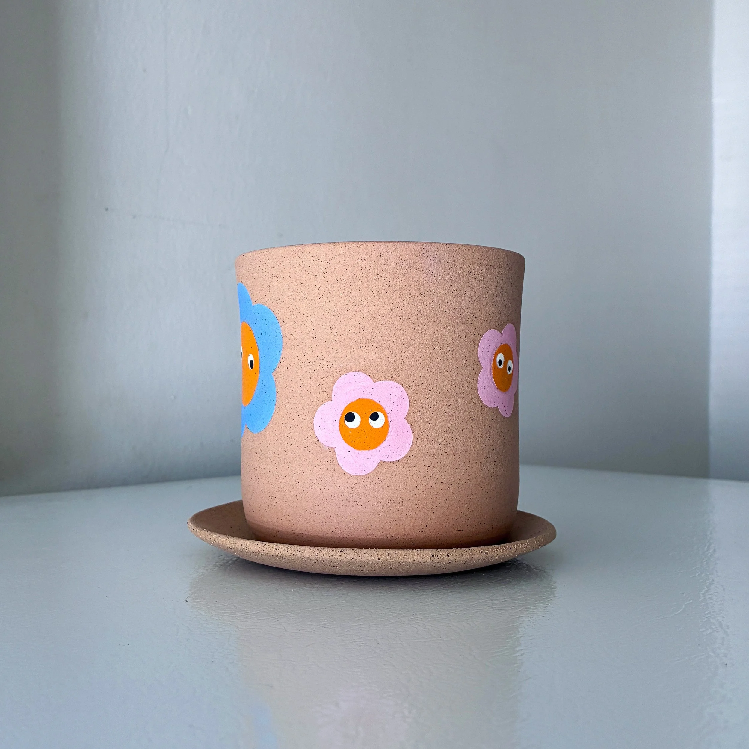 Blue & Pink Flower Planter