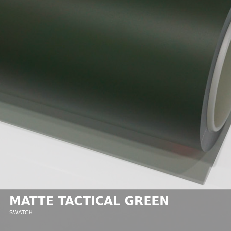 A roll of matte tactical green finish vinyl or paint swatch material