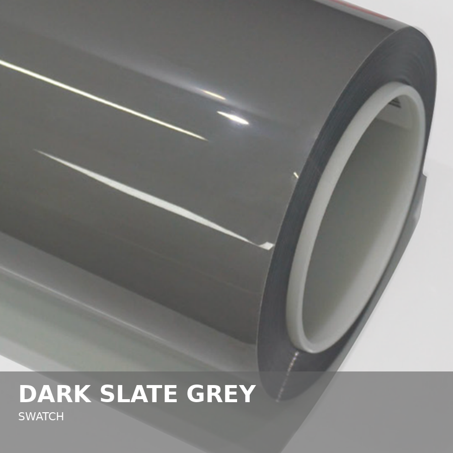 A roll of dark slate grey vinyl film.
