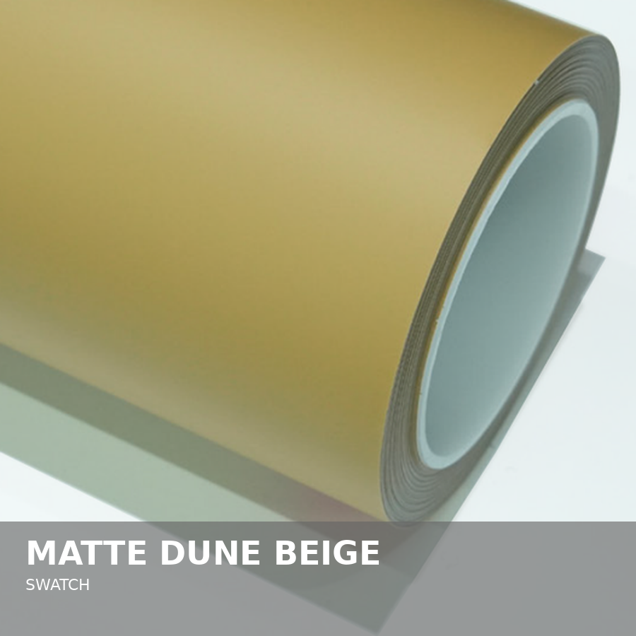 Close-up of a roll of matte dune beige swatch paper.