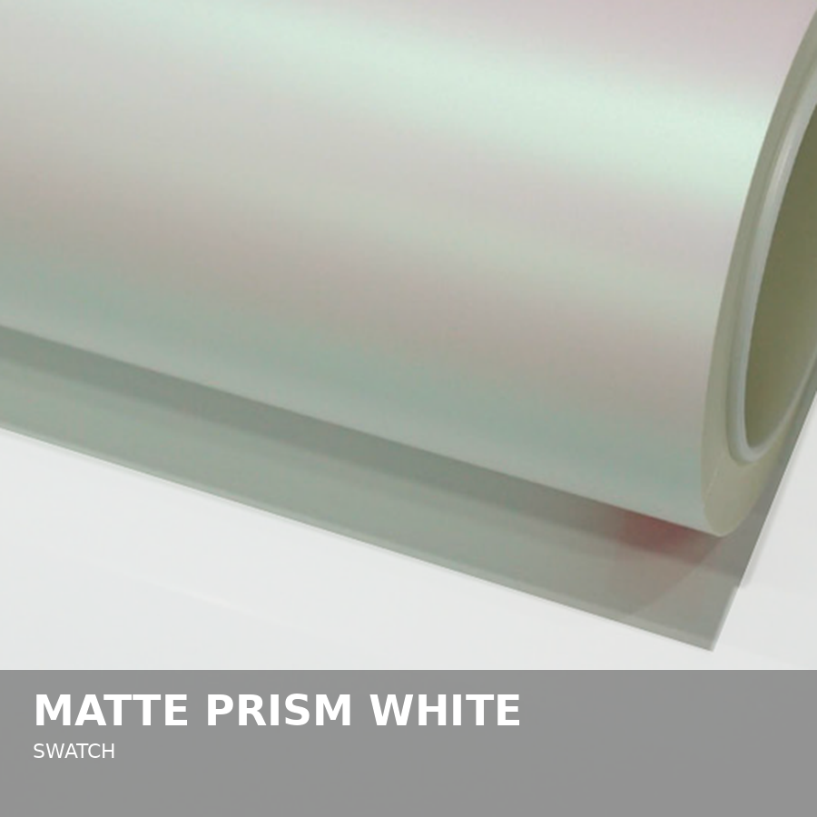 A matte prism white color swatch sample.