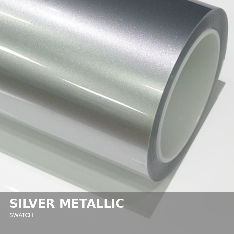 A roll of silver metallic foil or film