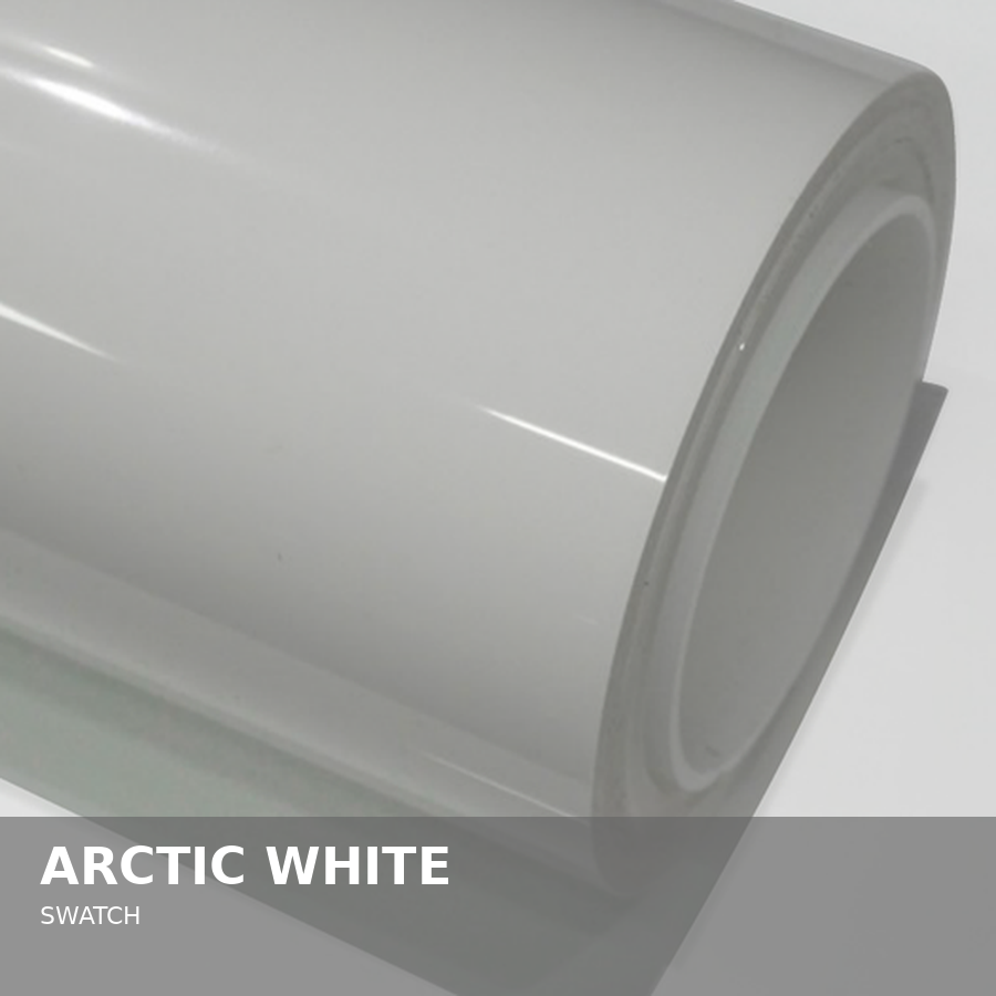 A cylindrical object, possibly a tube or pipe, with a smooth, shiny surface in Arctic White color.