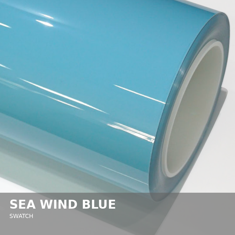 A roll of sea wind blue vinyl wrap or adhesive film