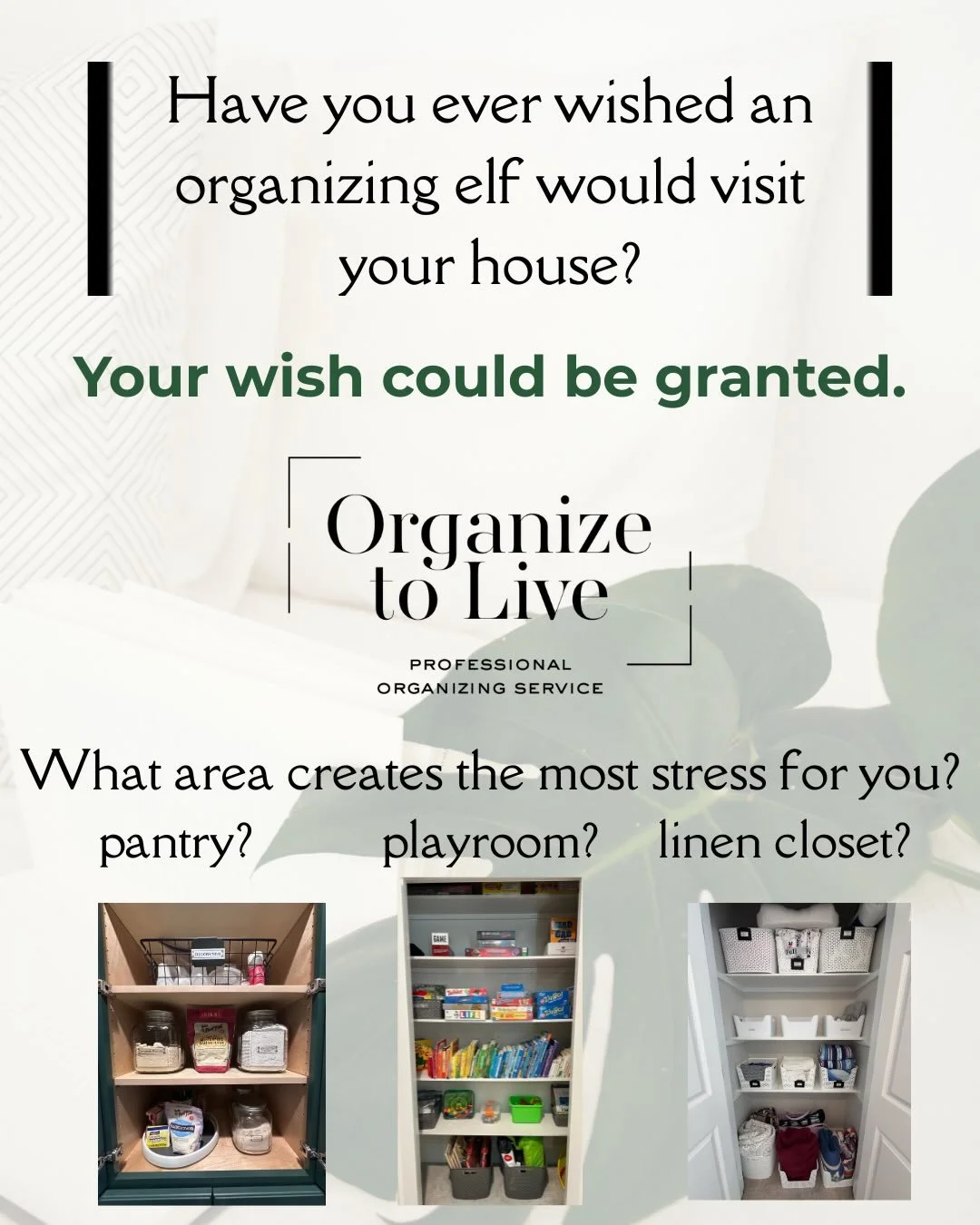 Y&rsquo;all, this giveaway is gold!

Meet Debbi and the Organize to Live team. They have brought calm from chaos to hundreds of spaces in homes throughout the Triangle. They&rsquo;re here to create functional and beautiful spaces, so that you can exp