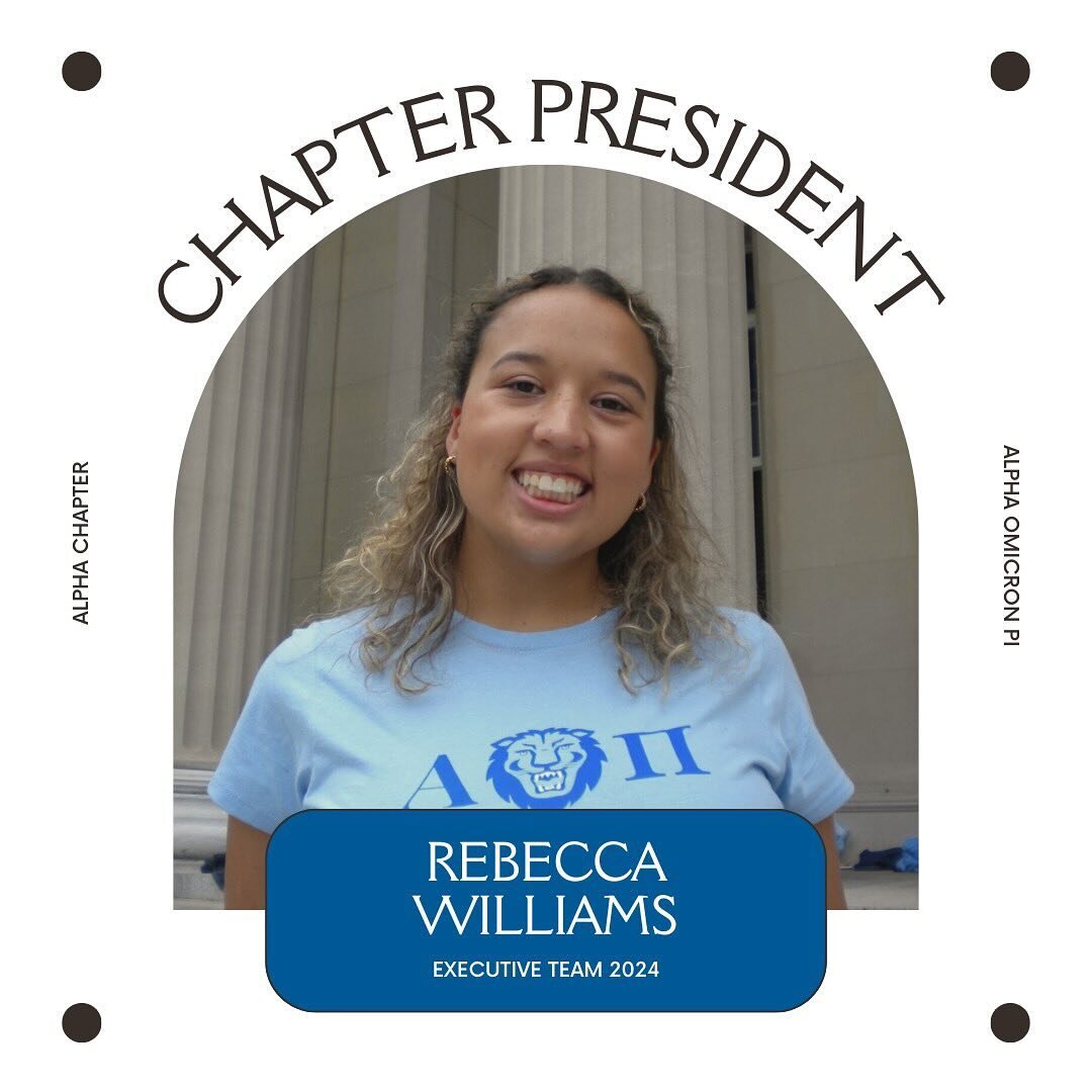 now introducing the 2024 alpha chapter president 🌹 the inspiring @rebeccaa.williams 🤵&zwj;♀️✨