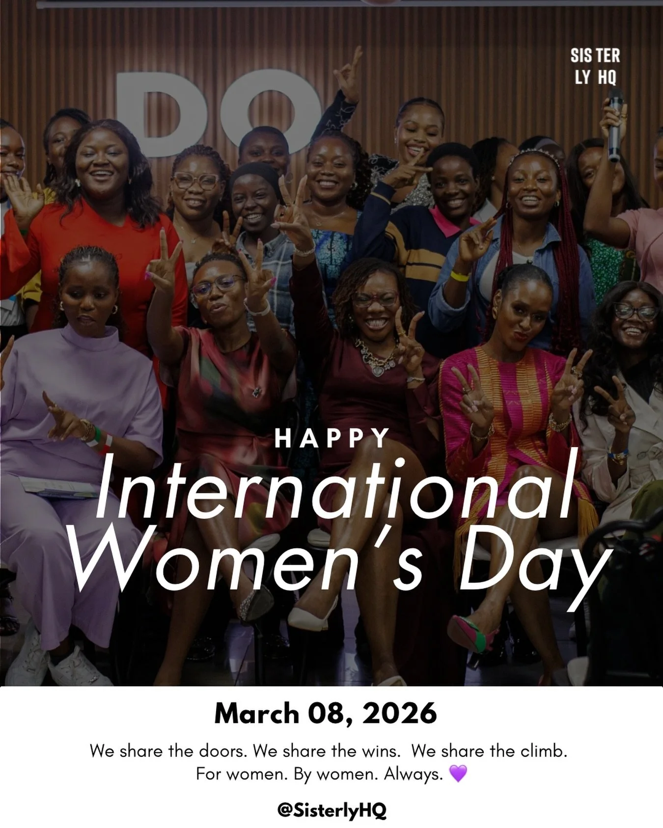 Today, we celebrate women. But more importantly, we celebrate the power of women showing up for other women.

Sisterly HQ was built on a simple belief: when women share opportunities, knowledge, and support with each other, we all rise higher.

Every