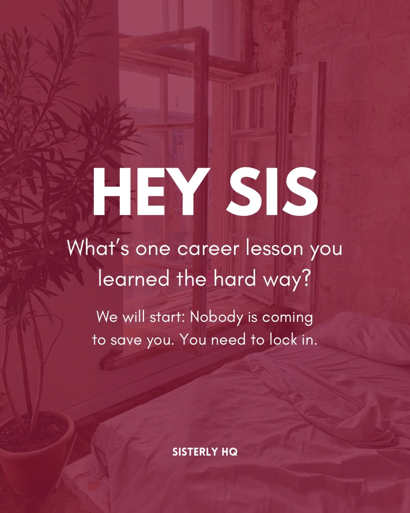 Sis, let&rsquo;s talk.

What&rsquo;s one career lesson you learned the hard way? 👀

We will start: Nobody is coming to save you.

Drop yours in the comments 👇🏽

Someone else in this community might need that exact lesson today.

Let&rsquo;s build 