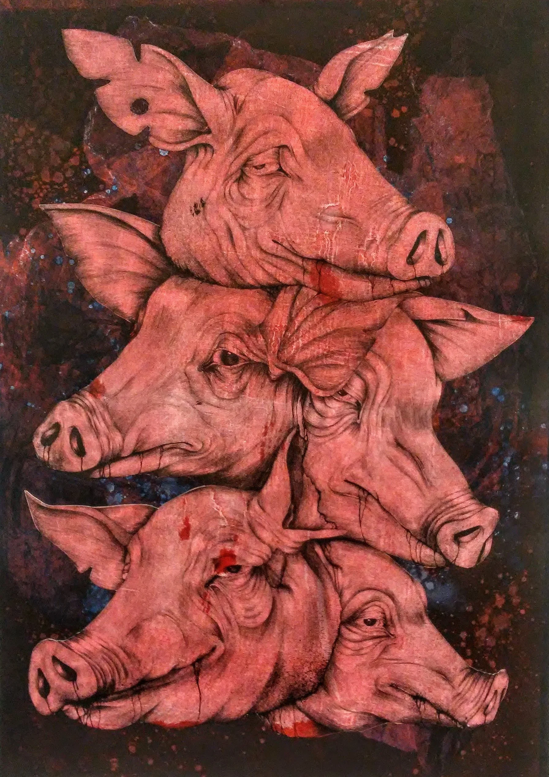In a Bloody Heap, Lithograph, 24"x36"