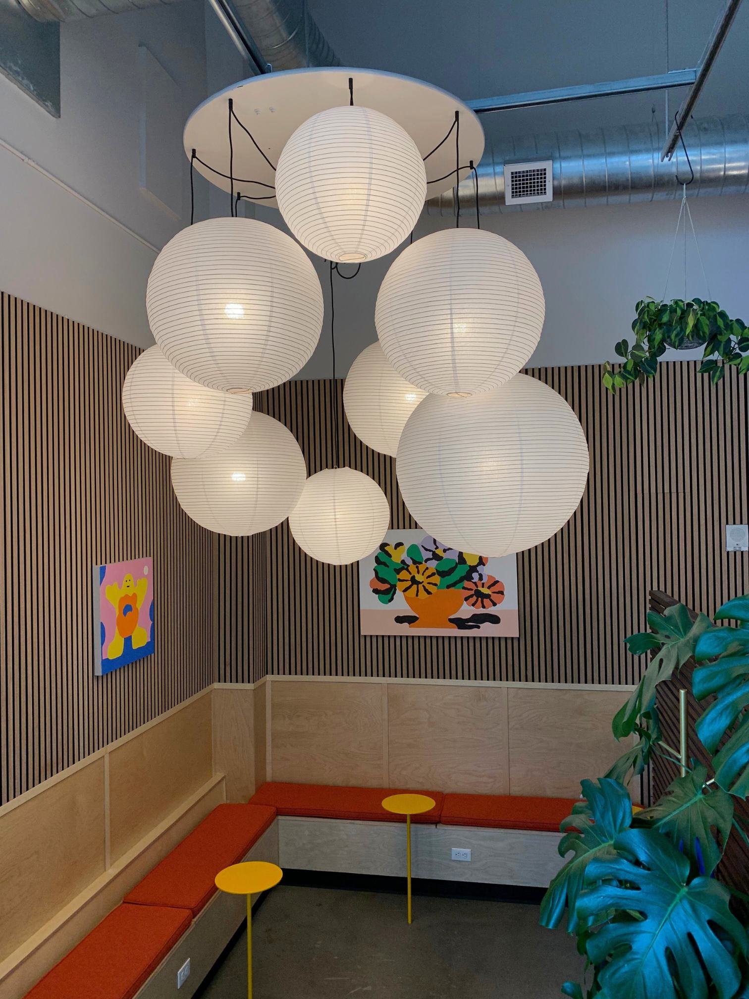 Past Lives Construction Restaurant lighting, seating, and decor