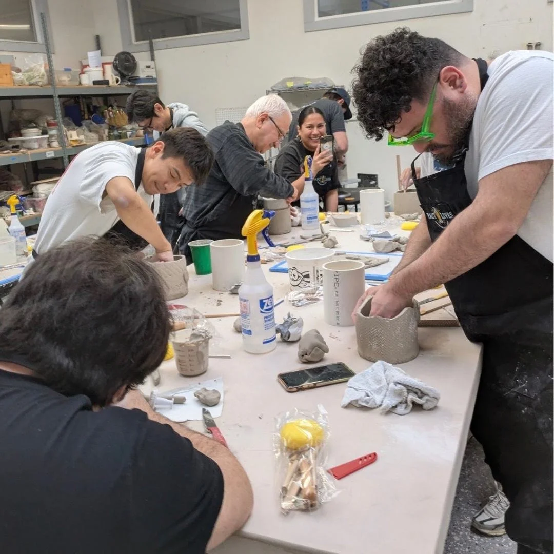 Company team making ceramics art