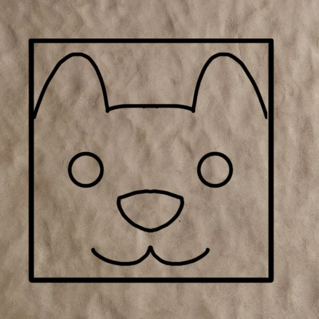 Sculpture clay background with a smiling dog face
