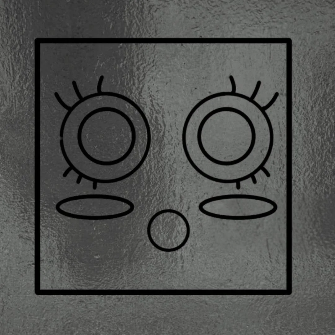 Black glaze background with smiley face