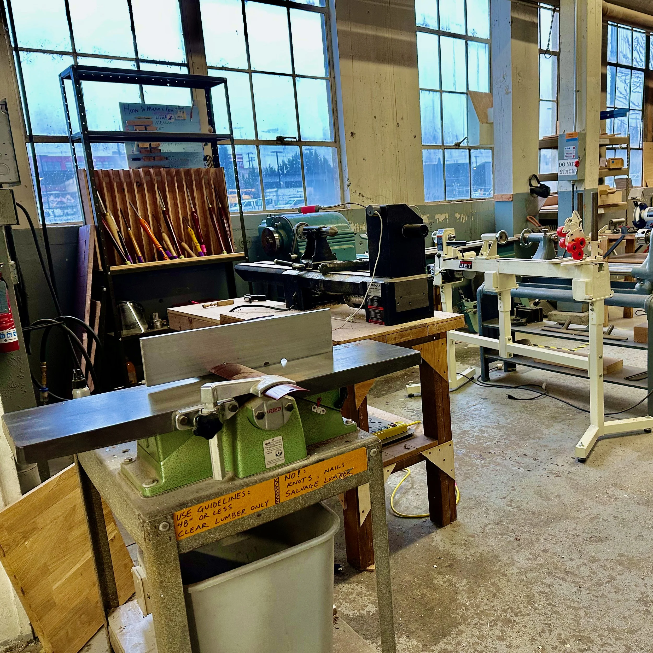 Past Lives Wood Shop has natural light from large windows