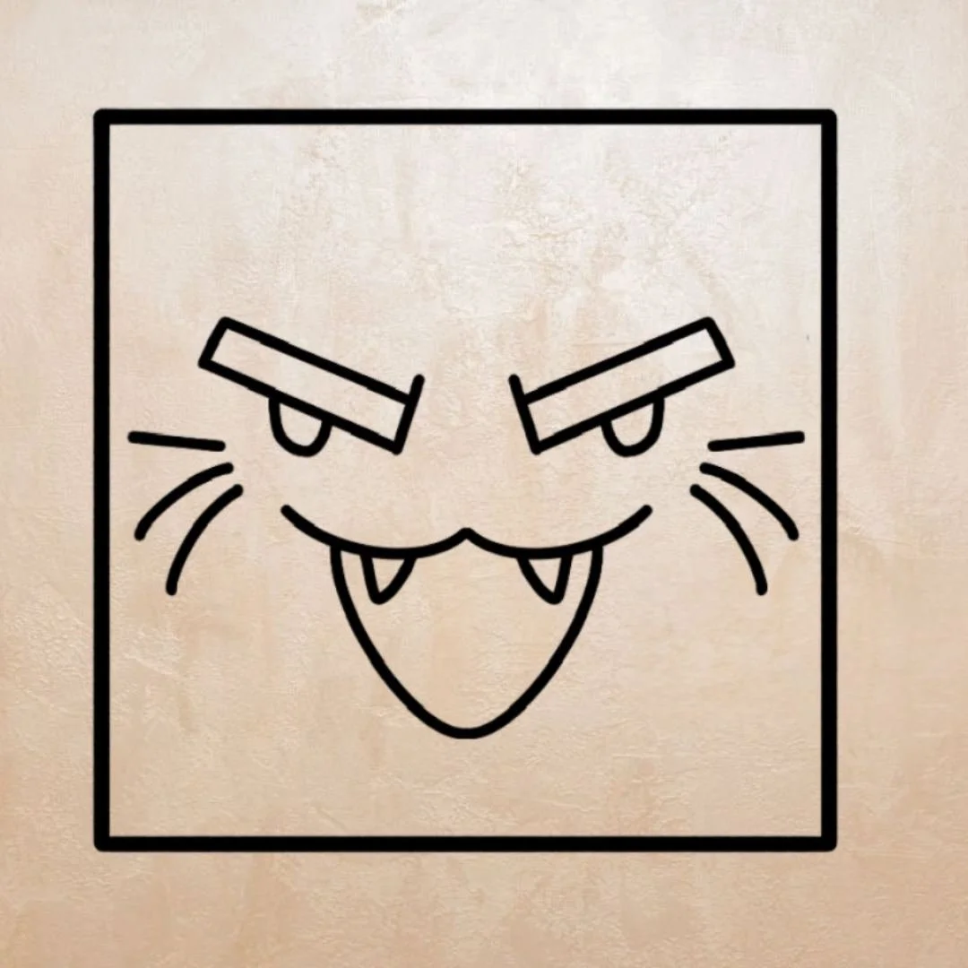 Natural glazed ceramics background with mischievious cat face