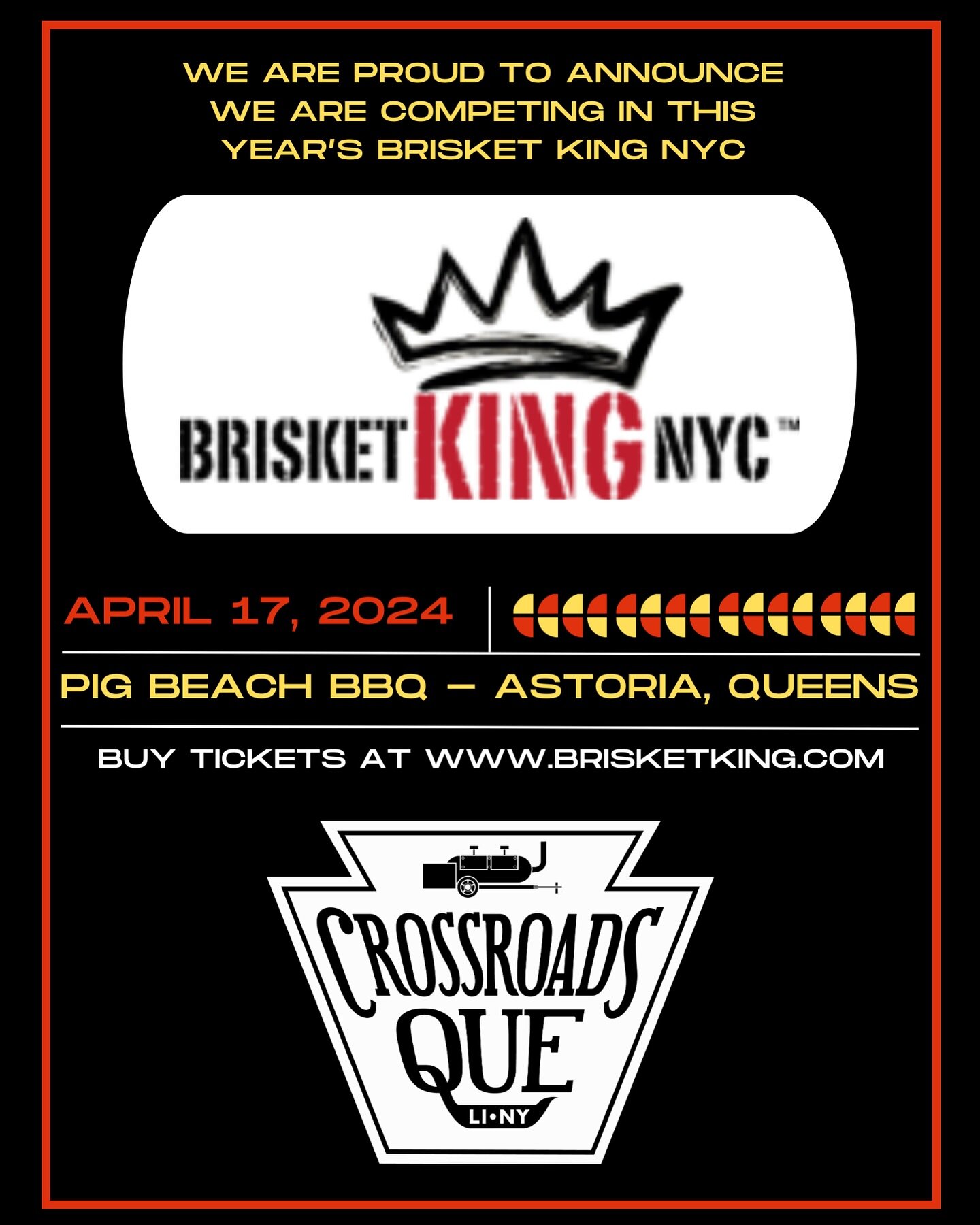 BREAKING NEWS! Mark your calendars, we will be competing in this year&rsquo;s @brisketkingnyc! It&rsquo;s hosted at the amazing @pig_beach_queens so buy your tickets and bring a friend, you won&rsquo;t want to miss this special event. 
#brisketkingny