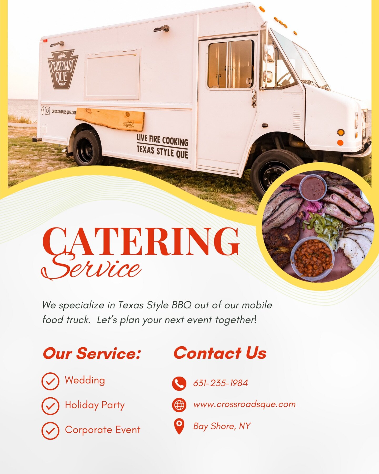 Our food truck is ready to pull up at your next event you are planning. If you work at an office park, say hello, we can serve your coworkers during your lunch hours. Let&rsquo;s chat about what works best for you and your party!

#meatmobile #crossr
