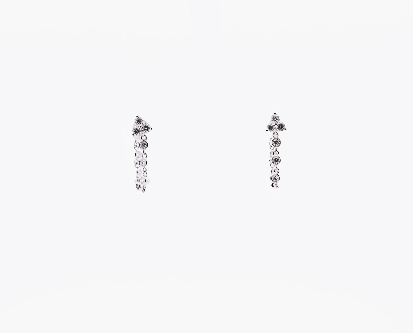 Round and Bezel Front Back Diamond White Gold Earring