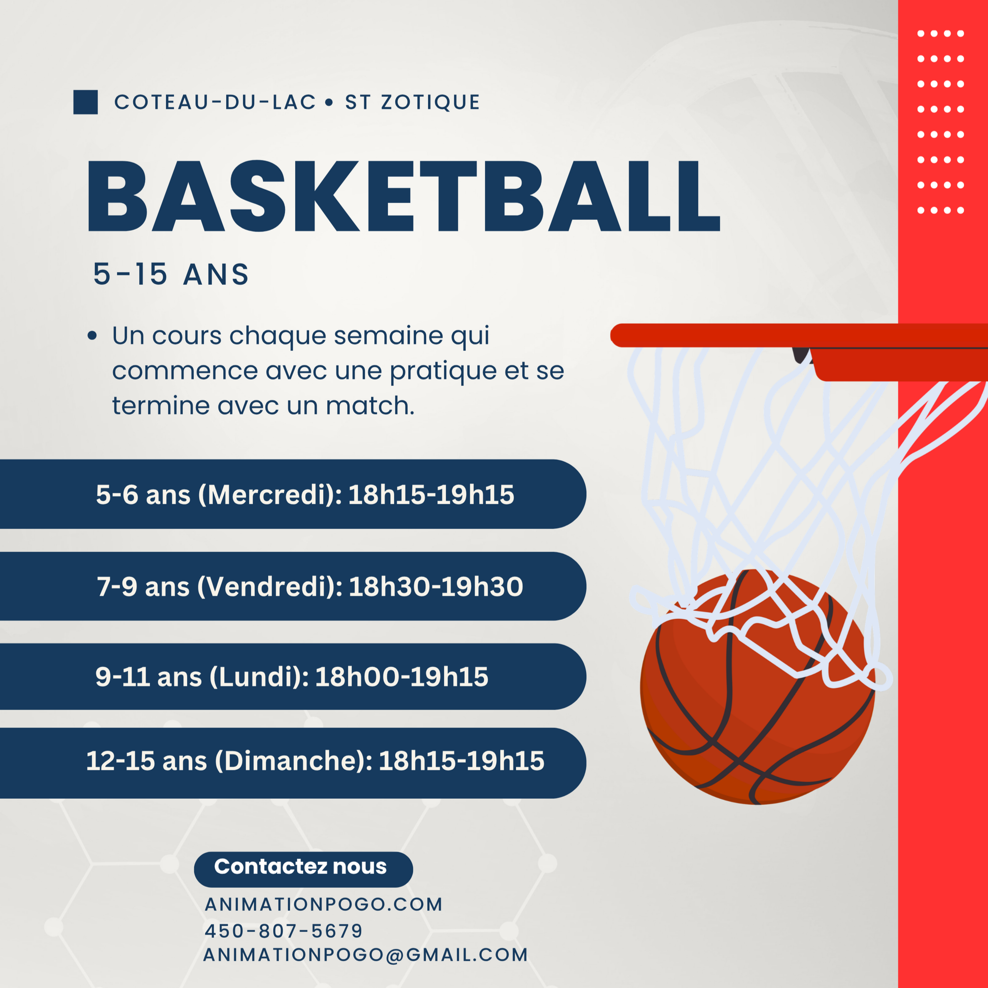 Basketball Coteau-du-Lac - Automne