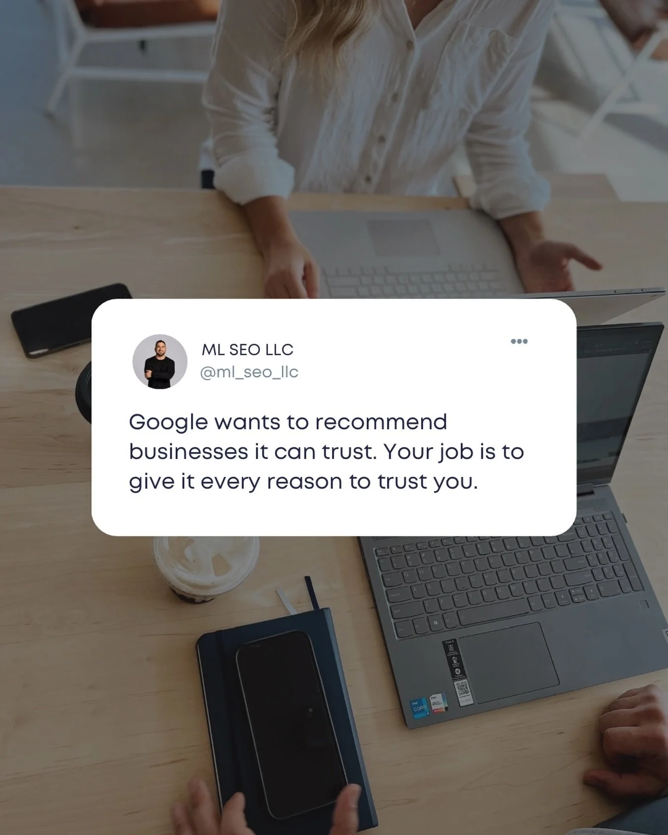 So how do you actually build that trust?

It starts with the basics done right and consistently. A complete and up-to-date Google Business Profile. Real reviews that come in regularly. A website that clearly explains what you do, who you help, and wh
