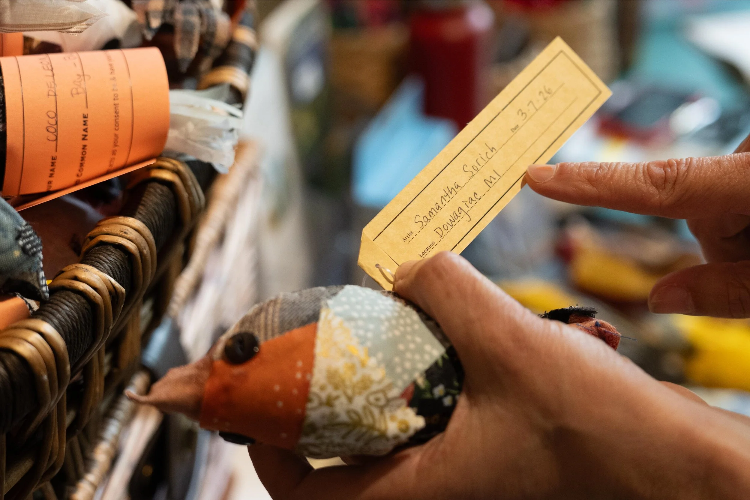 Each bird replica features a label that not only displays the deceased bird’s species name and when it died, but also the location and date the replica was created. Some information about the bird’s artist is also shown, such as their name and where 