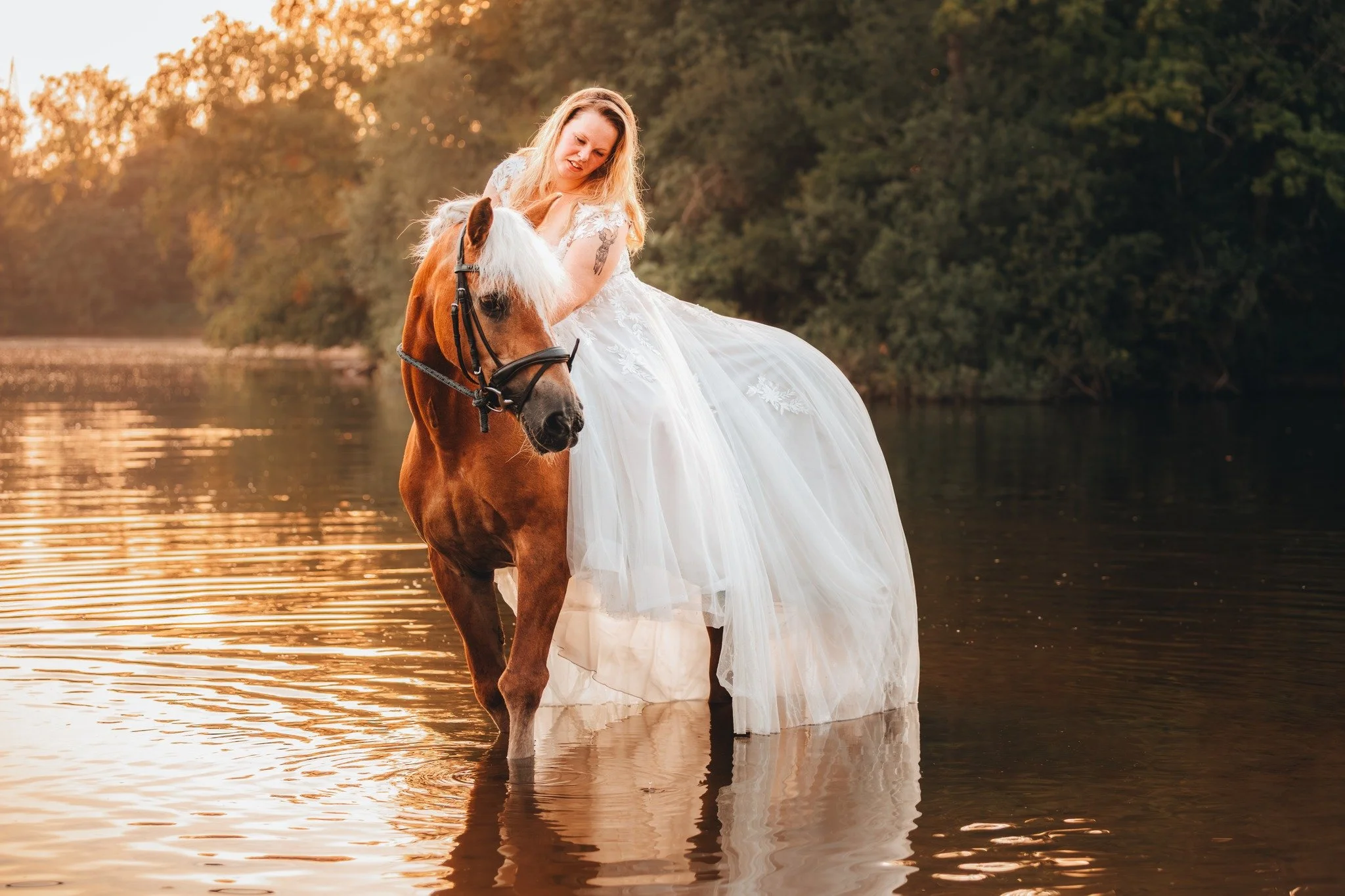 Ein Fotoshooting mit Brautkleid im See bei Sonnenuntergang? Ein Traum ❤️ 
Ich bin so froh dass wir das umgesetzt haben. Amy fand das ganze nicht so toll wie wir, aber die Ergebnisse sind trotzdem toll geworden 😍

#tierfotografienrw #pferdefotografie