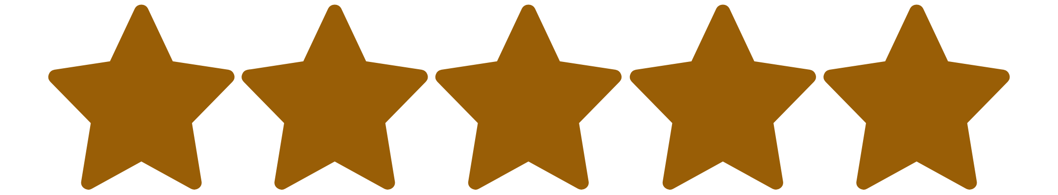 Fünf Rost-orange-farbene Sterne auf weißem Hintergrund