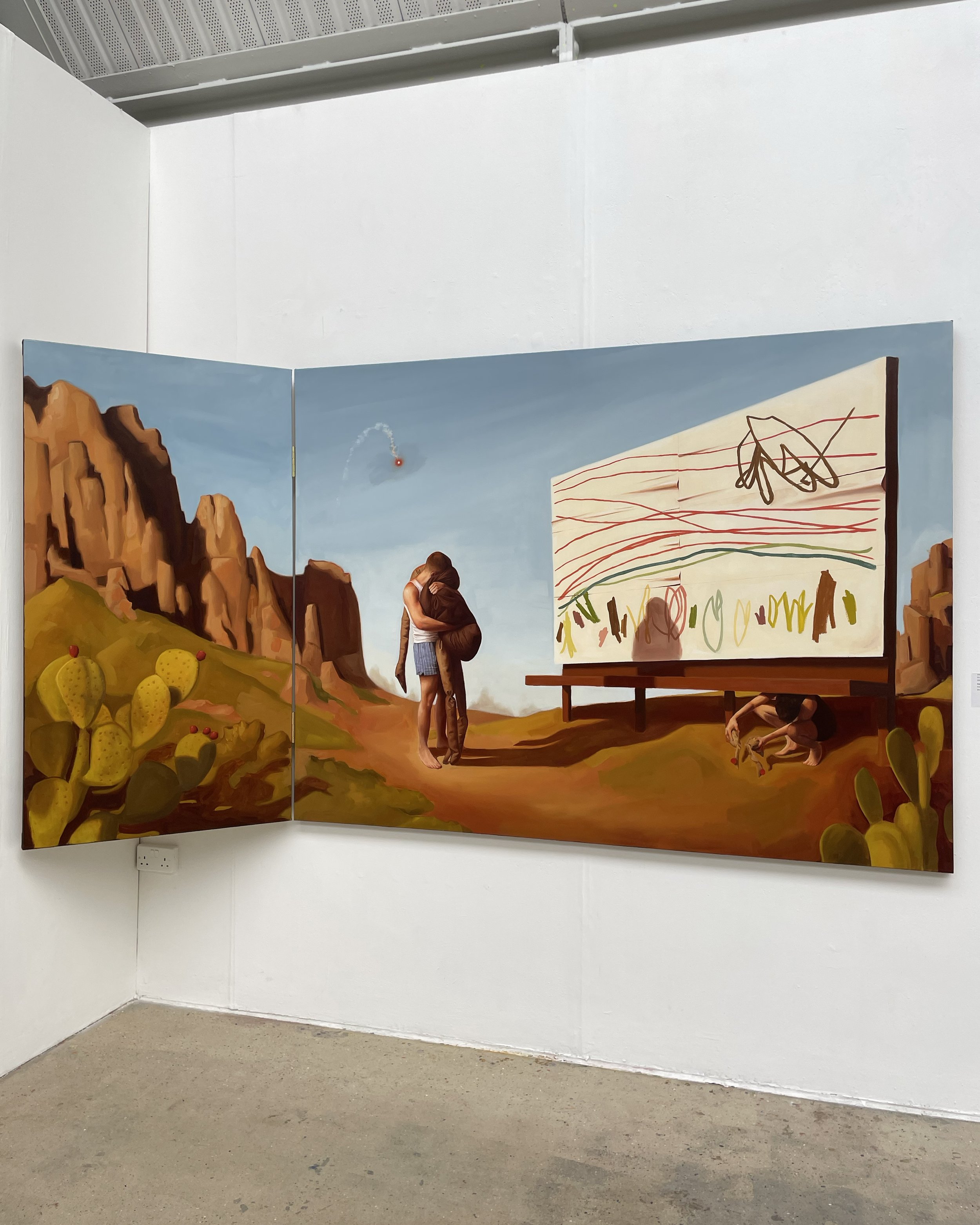 Gilbert |
Oil on canvas with steel hinges (80x150cm | 200x150cm)