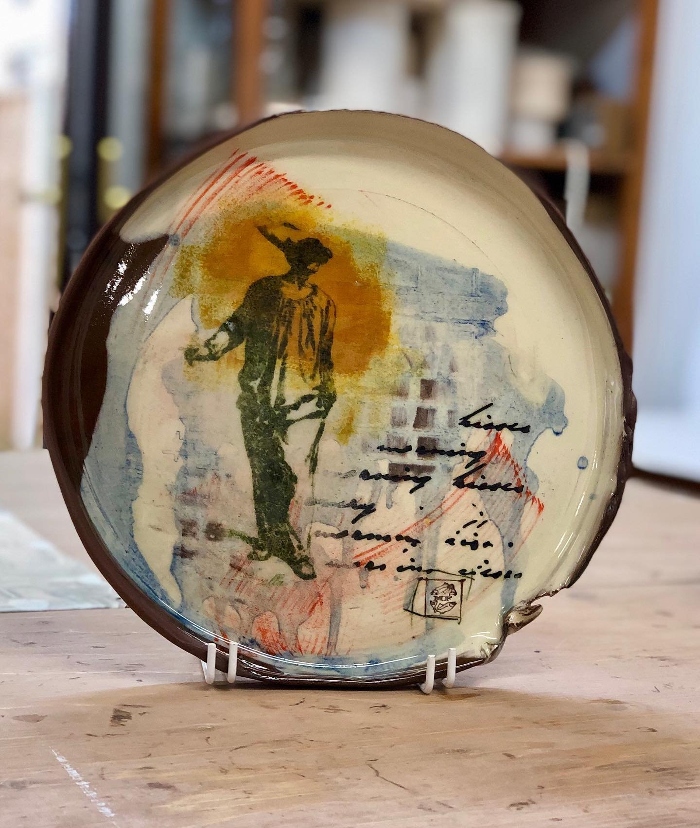 Another plate heading for #ceramicartlondon at the weekend 19-21 April, Olympia West. If you love your art and ceramics, a must go experience awaits you. #ceramicartlondon #clay #ceramics #earthenware #abstract #claycollage #printing #collage #painte