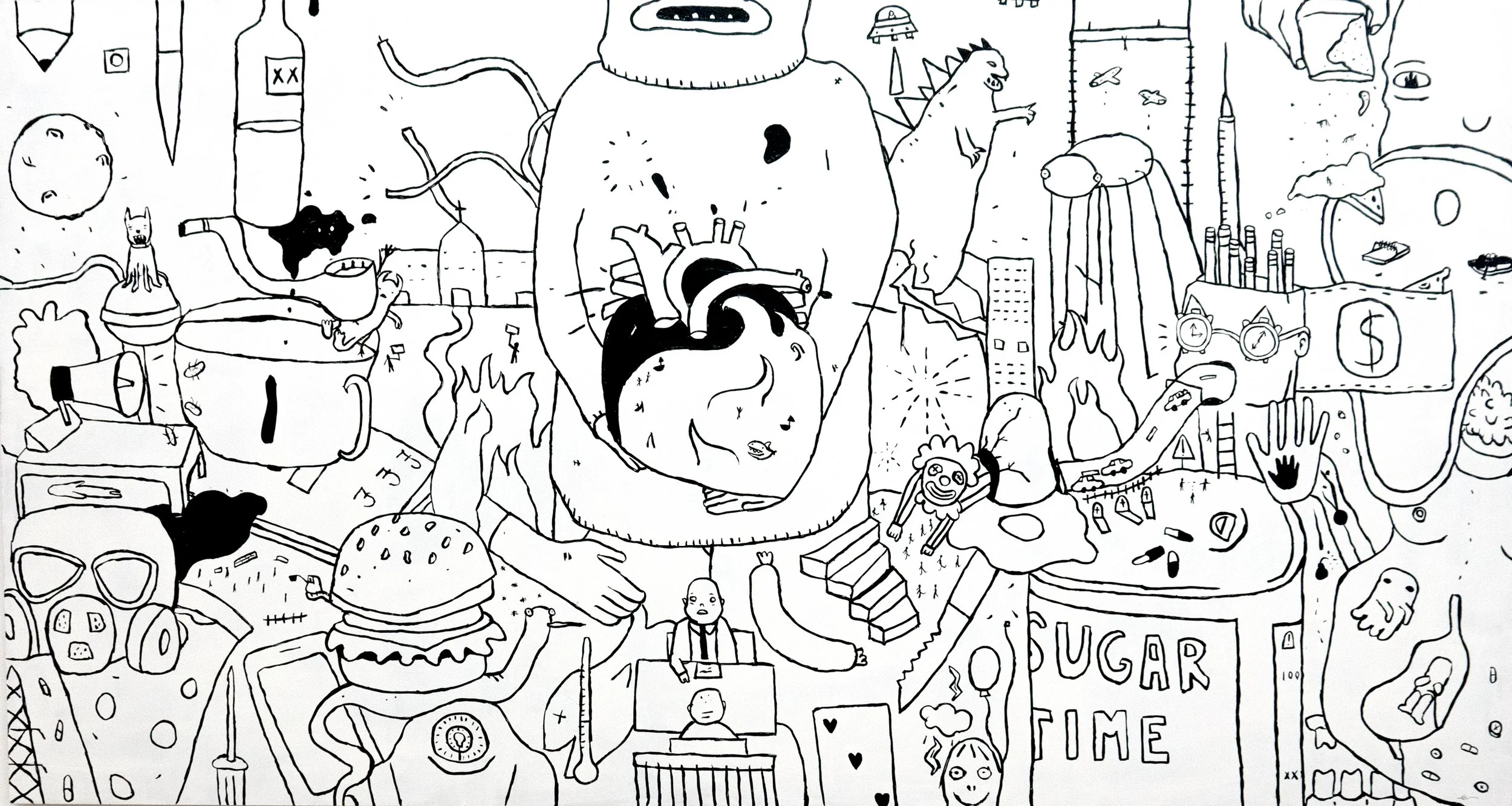 Click Clack Heart Attack (2022) Acrylic on MDF, 150 X 80CM