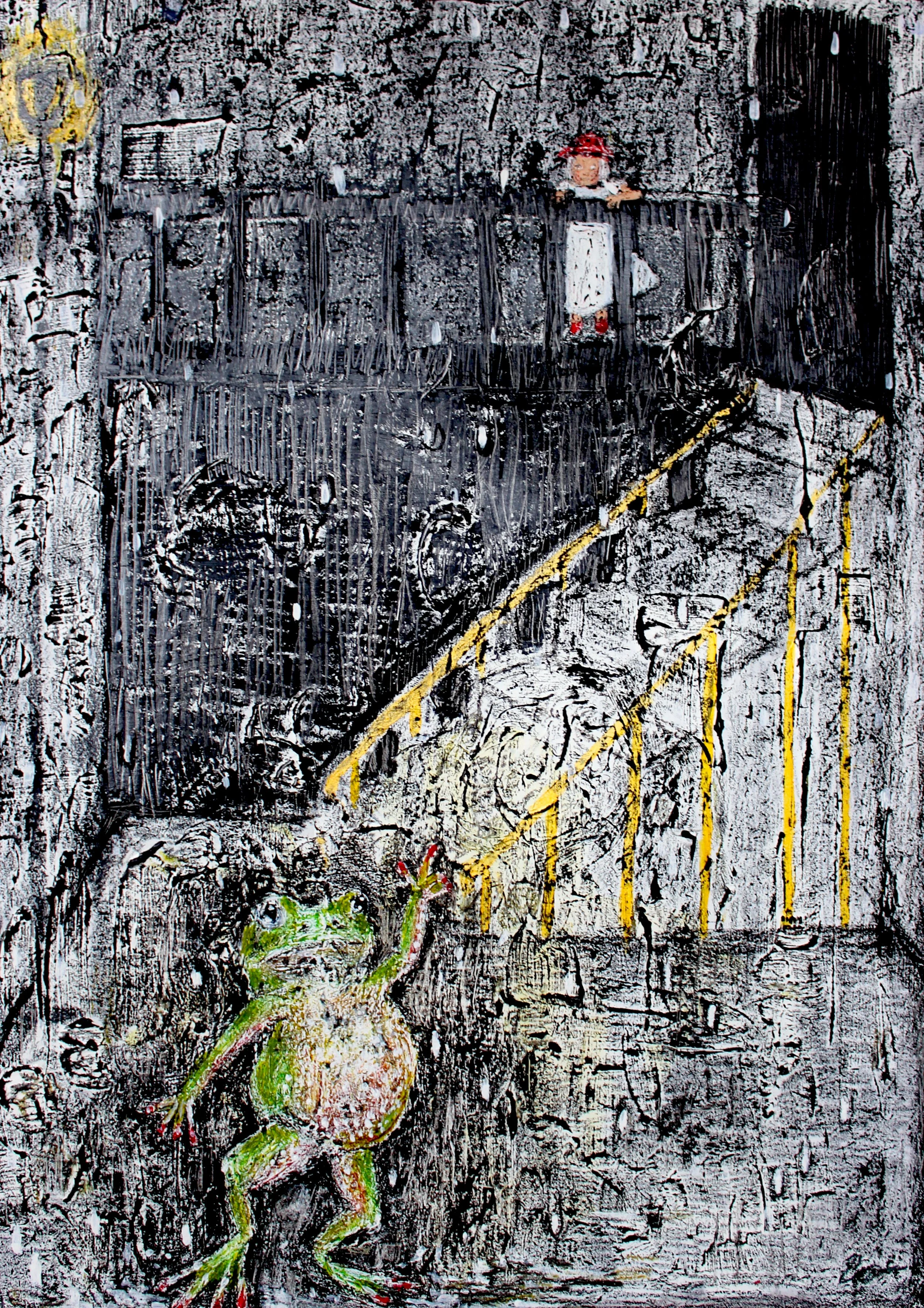 I Dance In The Rain (2025) Acrylic on MDF, 42 x 59 cm 