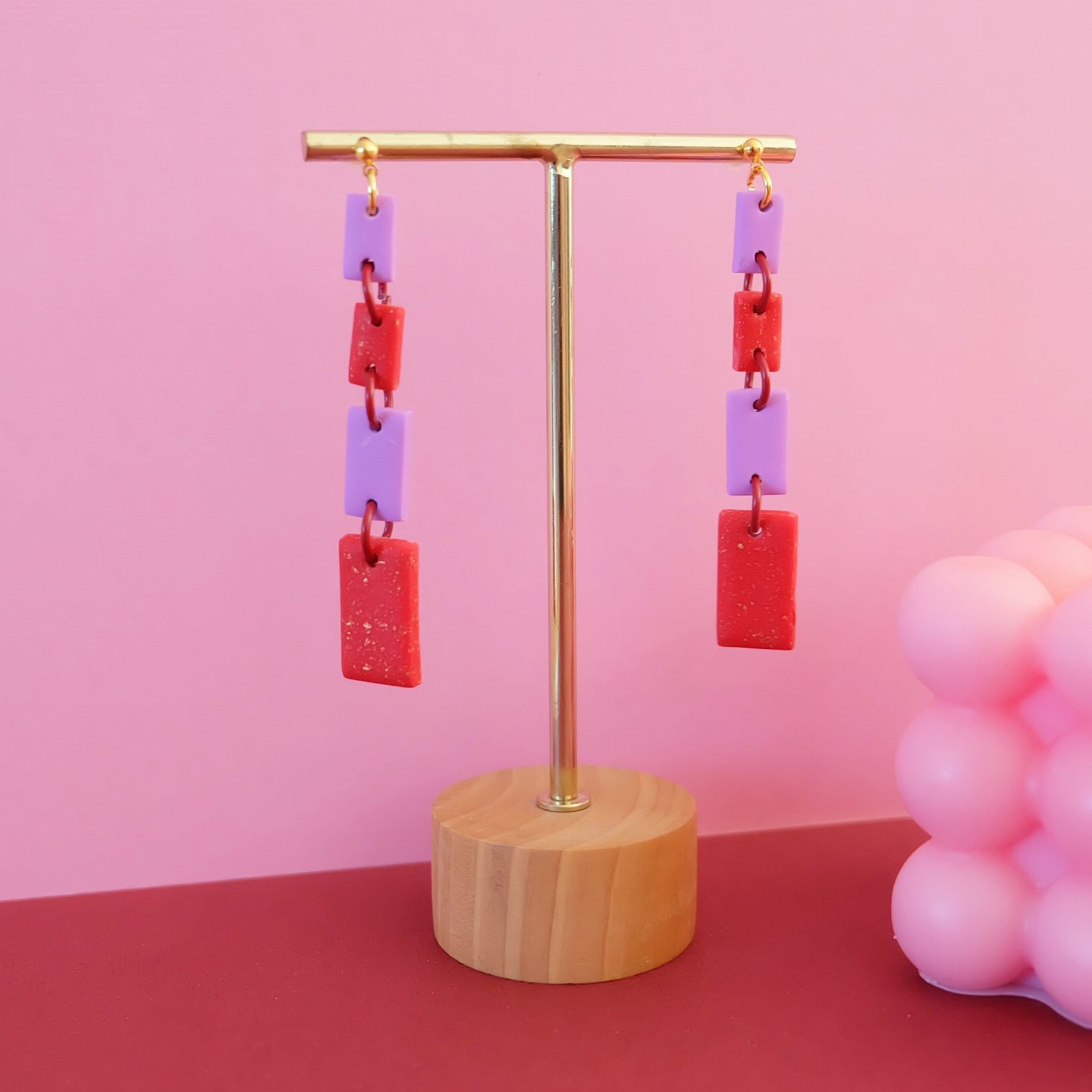 Purple Red Clay earrings
